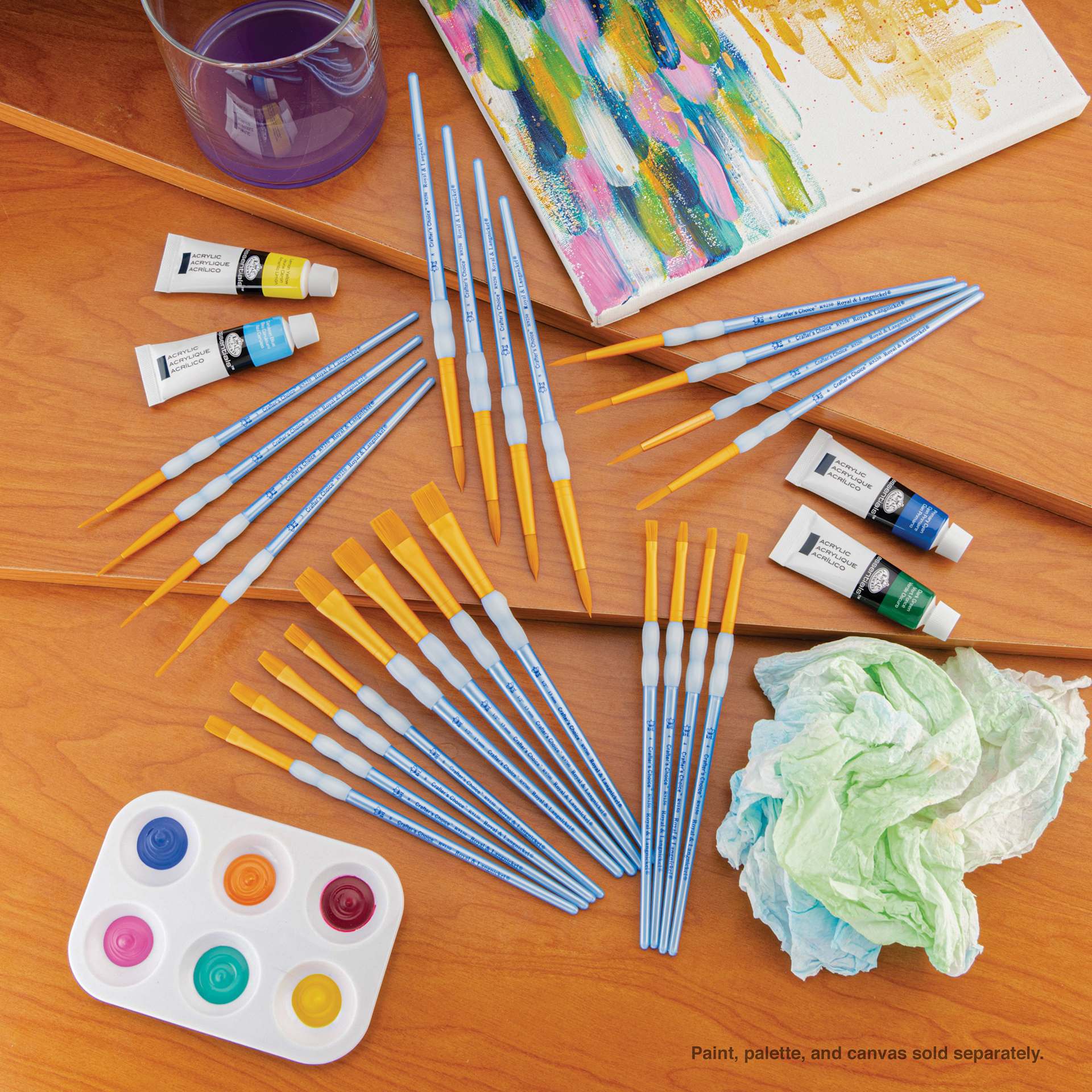 Royal & Langnickel Crafter's Choice Golden Taklon Classroom Pack - Round, Shader and Wash, Pkg of 24 (brushes with painting supplies, not included)
