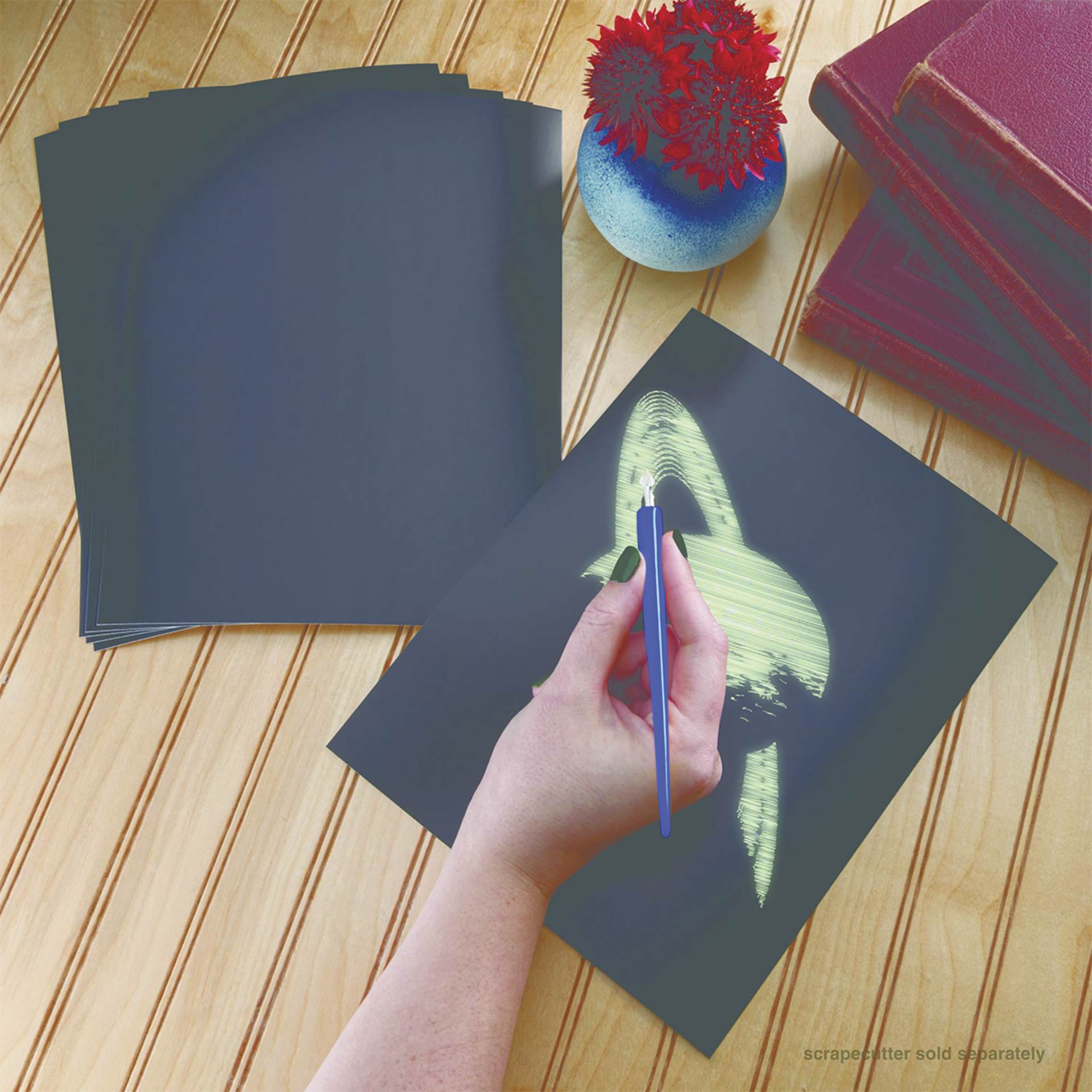 Royal & Langnickel Engraving Art Blank Board - Glow in the Dark, 8" x 10", Pkg of 6 - in use