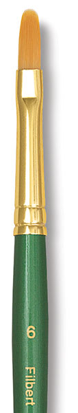 Princeton Good Synthetic Golden Taklon Brush - Filbert, Short Handle, Size 6 closeup