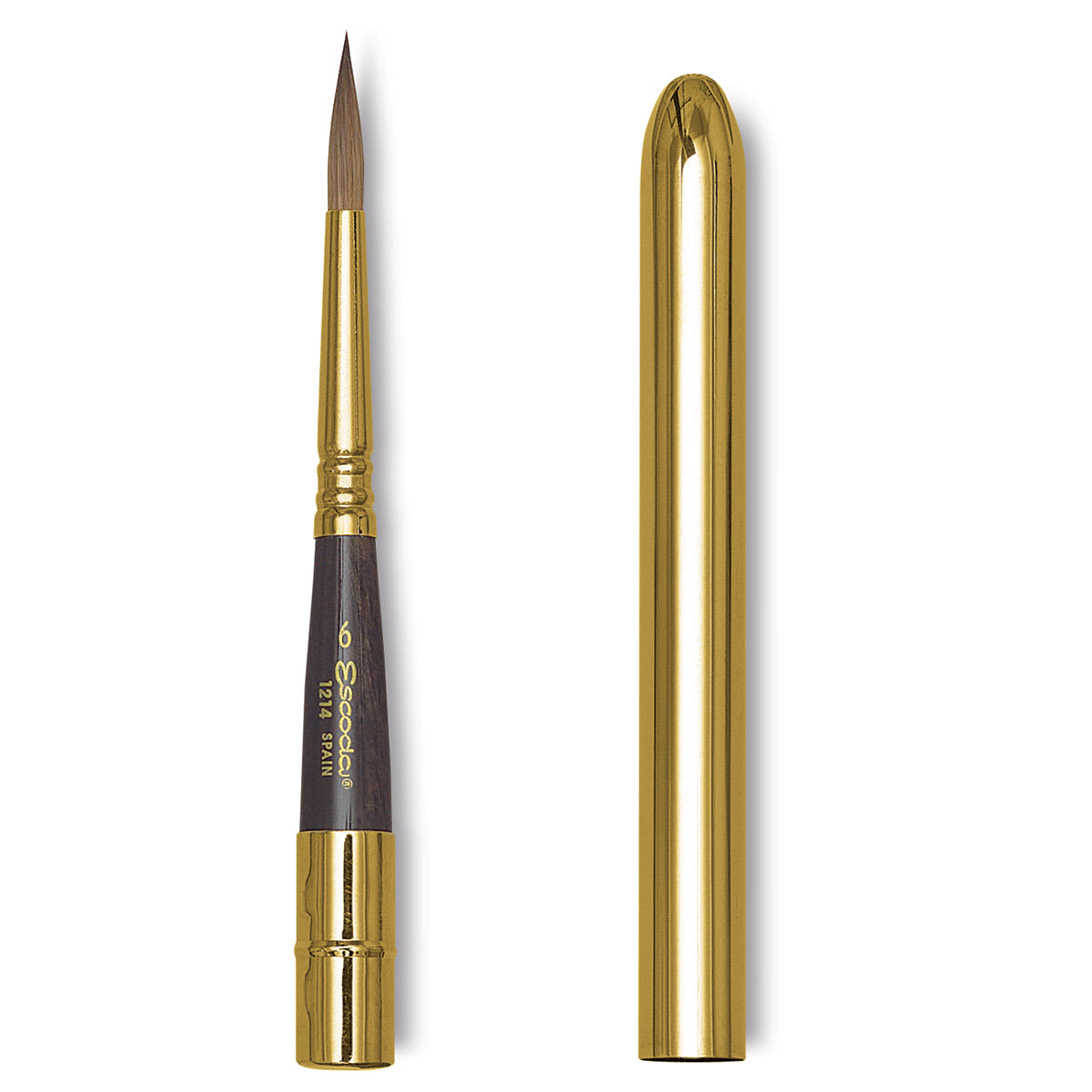 Escoda Reserva Kolinsky-Tajmyr Sable Brush - Pocket Round, Short Handle, Size 6 (cap removed from brush)