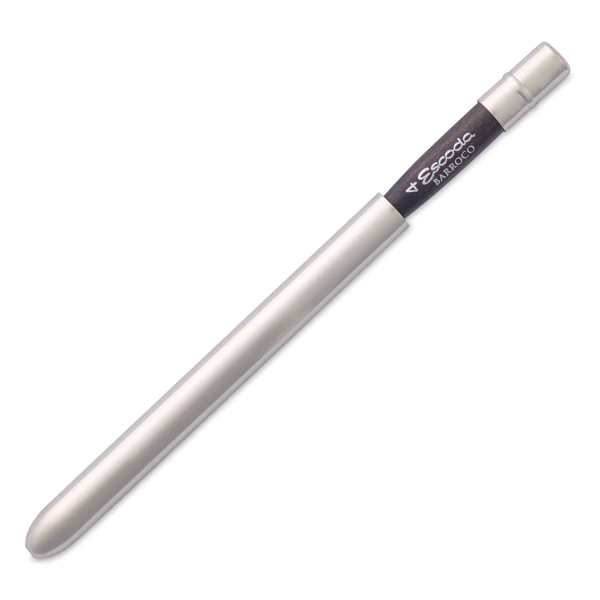 Escoda Barroco Toray Gold Synthetic Travel Brush - Round, Size 4, brush inserted inside the handle