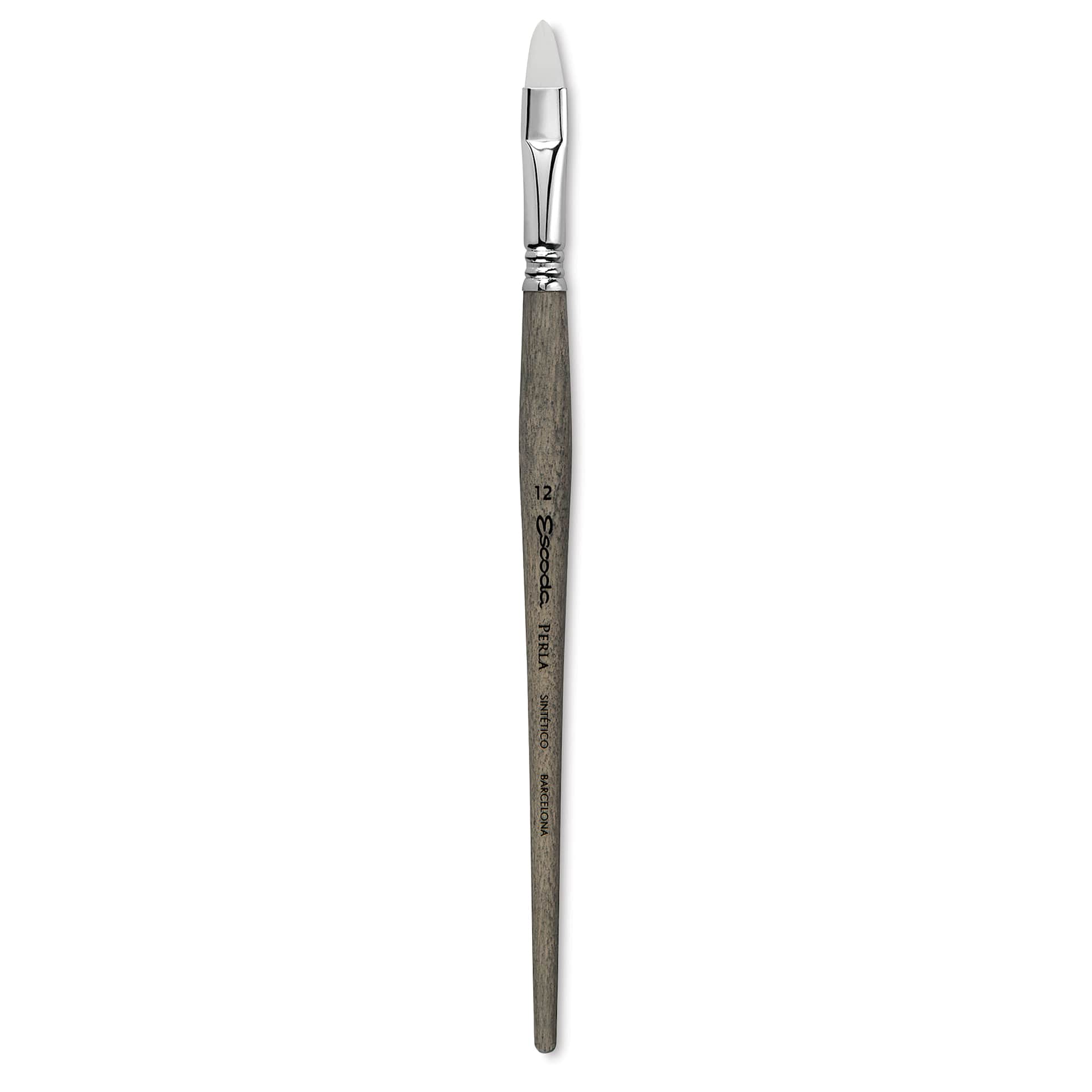 Escoda Perla Toray White Synthetic Brush - Bright, Short Handle, Size 12