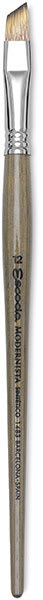 Escoda Modernista Tadami Synthetic Mongoose Brushes - Short handled Angular brush shown upright