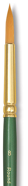 Princeton Good Synthetic Golden Taklon Brush - Round, Short Handle, Size 8 close up