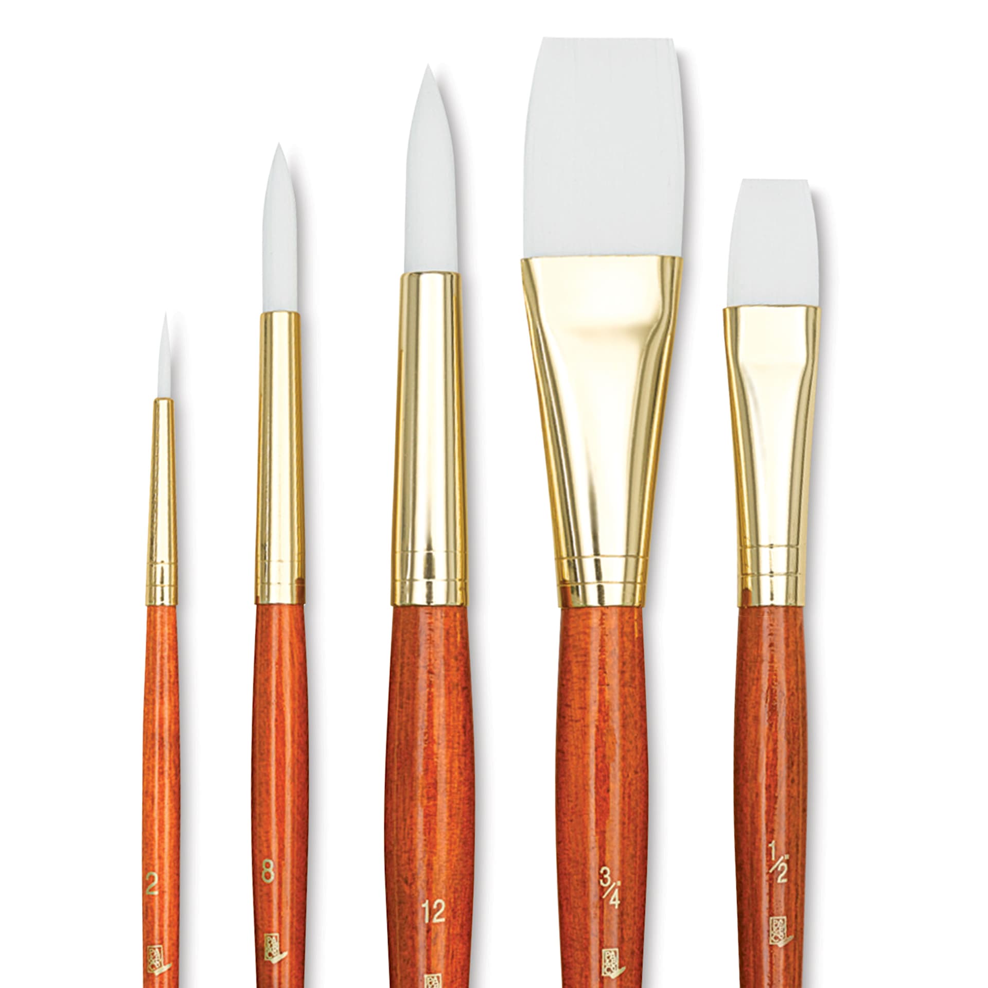 Princeton Real Value Brush Set - 9152, White Taklon, Short Handle, Set of 5