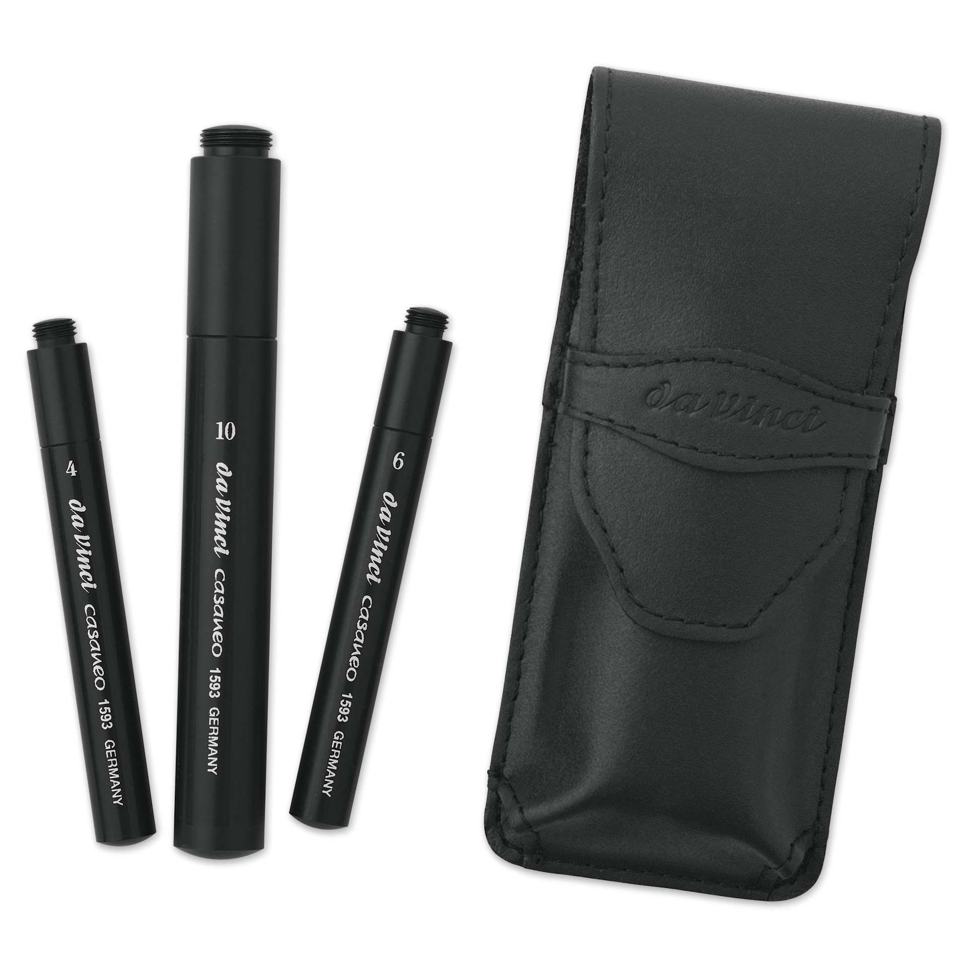 Da Vinci Casaneo Synthetic Squirrel Watercolor Brush Set - Round, Travel Set of 3, Short Handle, brushes detached