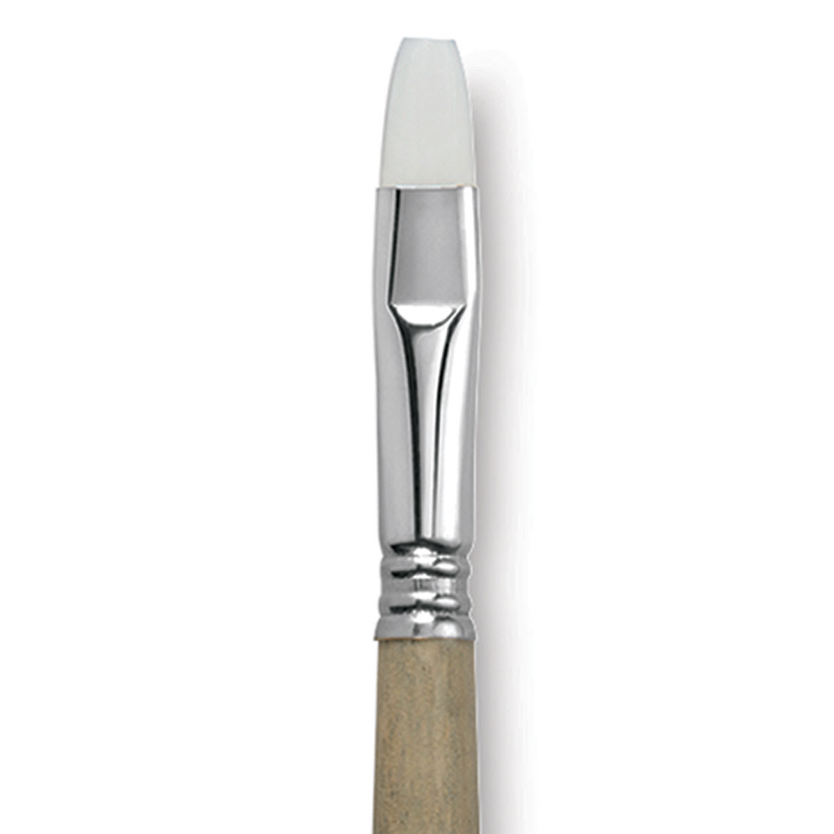 Escoda Perla Toray White Synthetic Brush - Bright, Long Handle, Size 10 close up