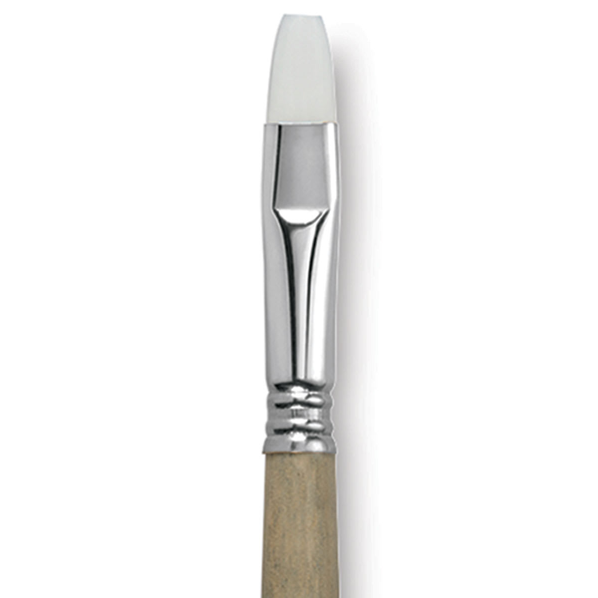 Escoda Perla Toray White Synthetic Brush - Bright, Long Handle, Size 12 close up