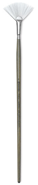 Escoda Perla Toray White Synthetic Brush - Fan, Long Handle, Size 6
