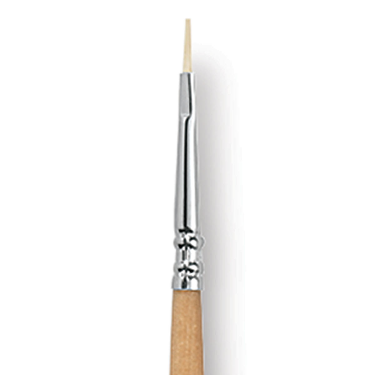 Escoda Clasico Chungking White Bristle Brush - Flat, Long Handle, Size 0 close up