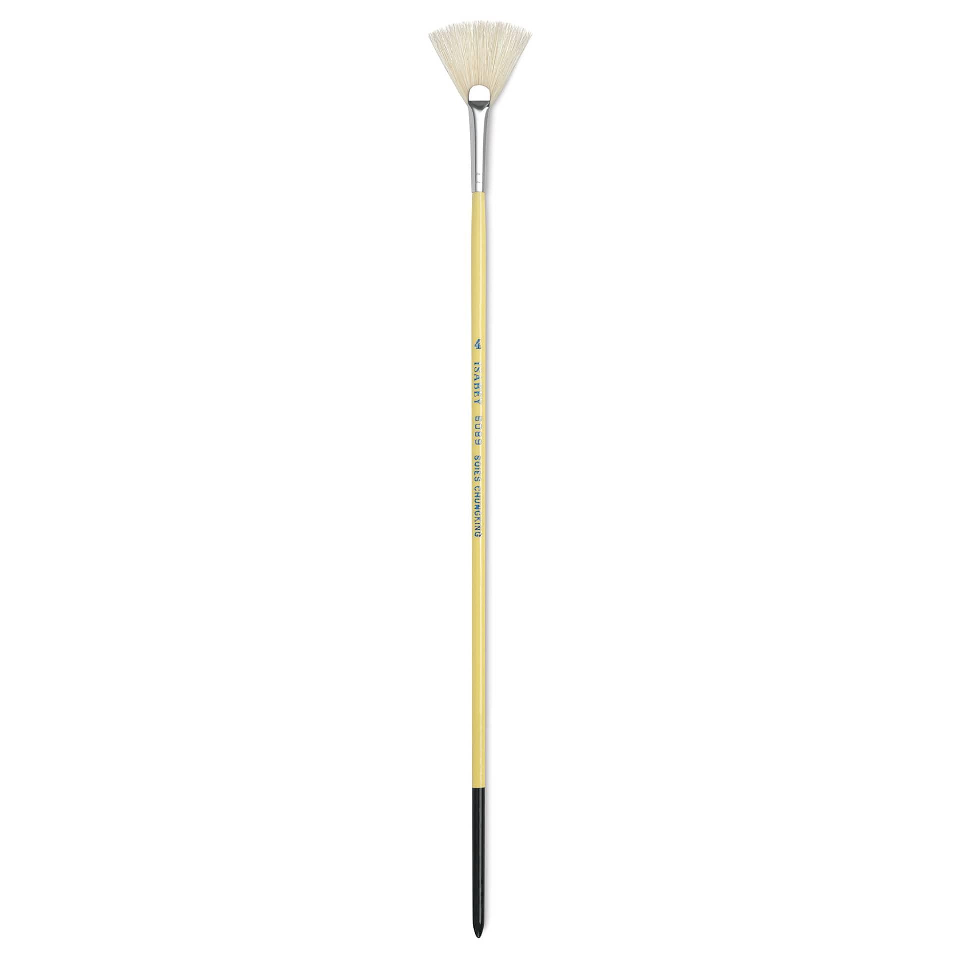 Isabey Chungking Interlocking Bristle Brush - Fan, Long Handle, Size 4