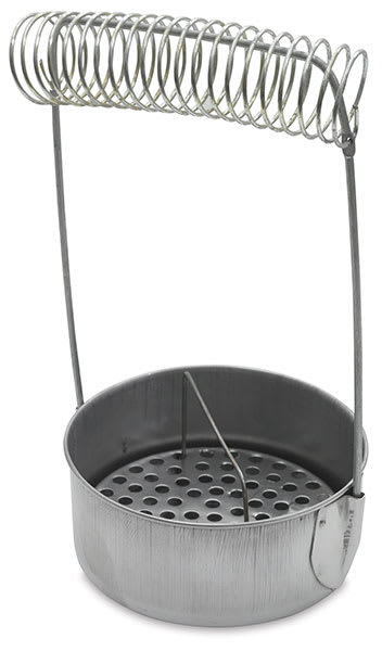 Aluminum Brush Washer - Angled view showing coiled brush holder and removable screen