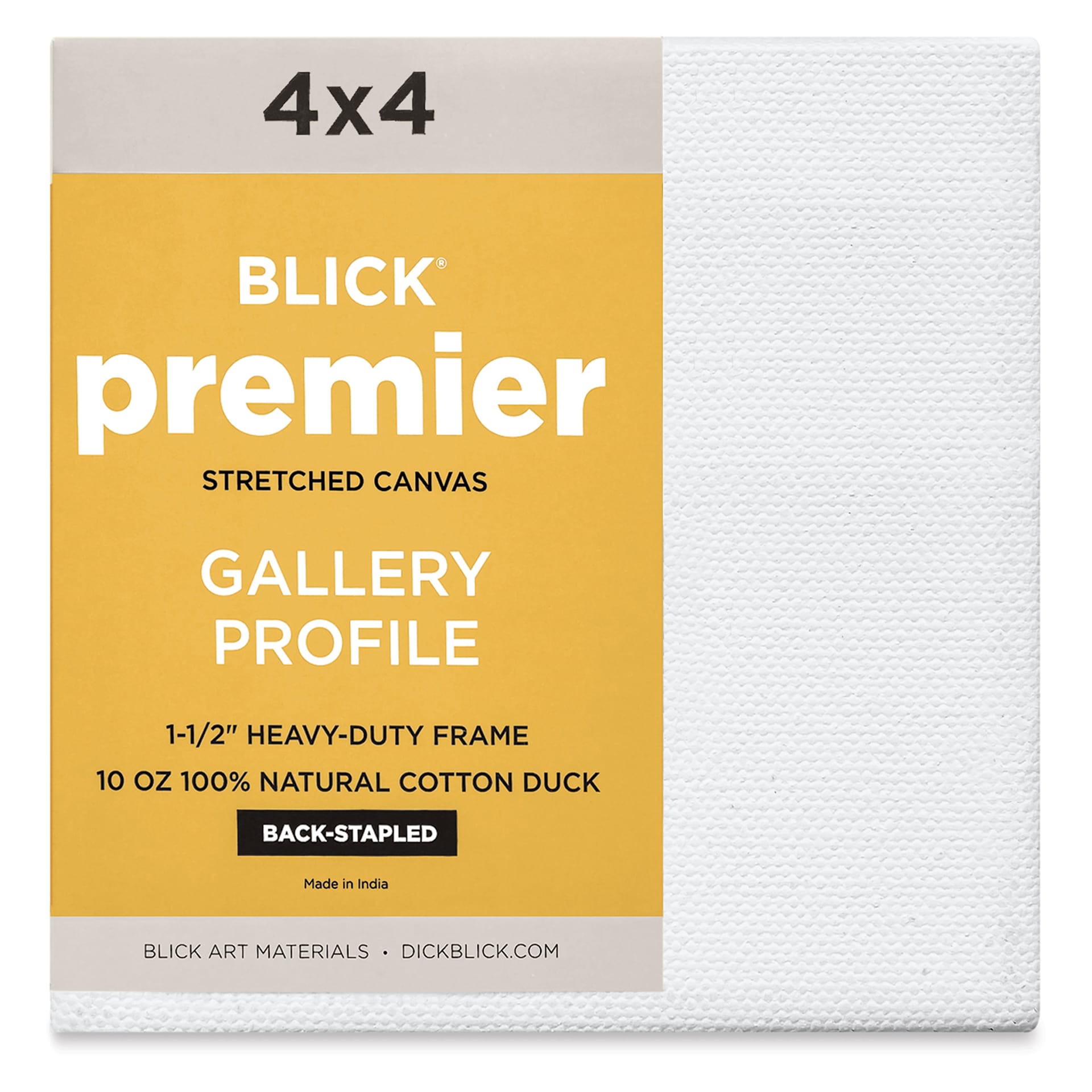 Blick Premier Stretched Cotton Canvas - Gallery Profile, Back-Stapled, 4" x 4" front