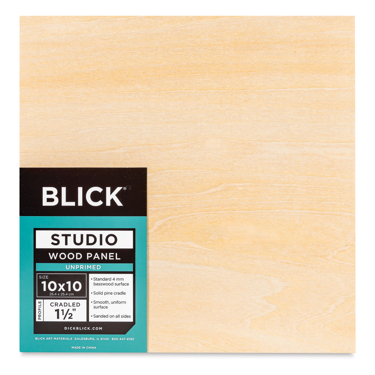 Blick Studio Artists' Wood Panels - Gallery Cradle, 10" x 10", 1-1/2" Cradle, front