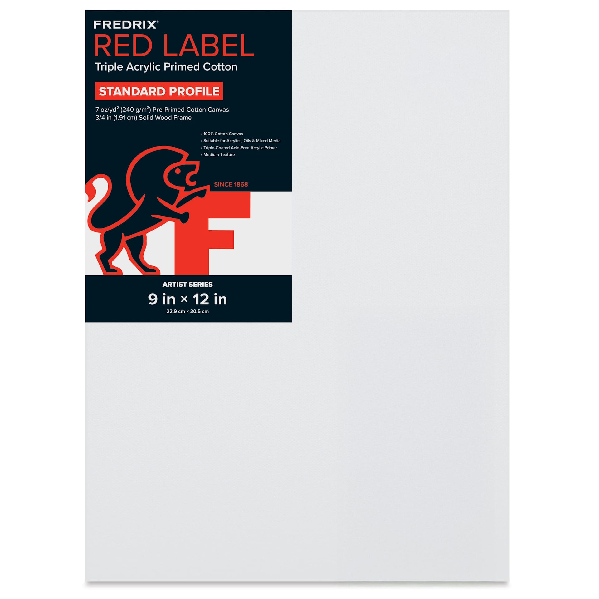 Fredrix Red Label Cotton Canvas - 9" x 12", 3/4" Profile