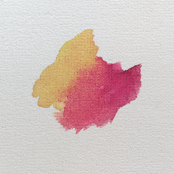 Watercolor Cotton Canvas - Front of canvas with yellow and red watercolor paints blended together