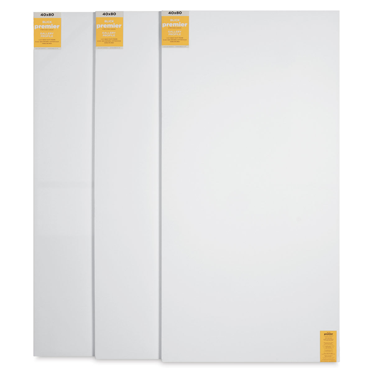 Blick Premier Stretched Cotton Canvas - Gallery Profile, Splined, 40" x 80", Pkg of 3 (three fronts)