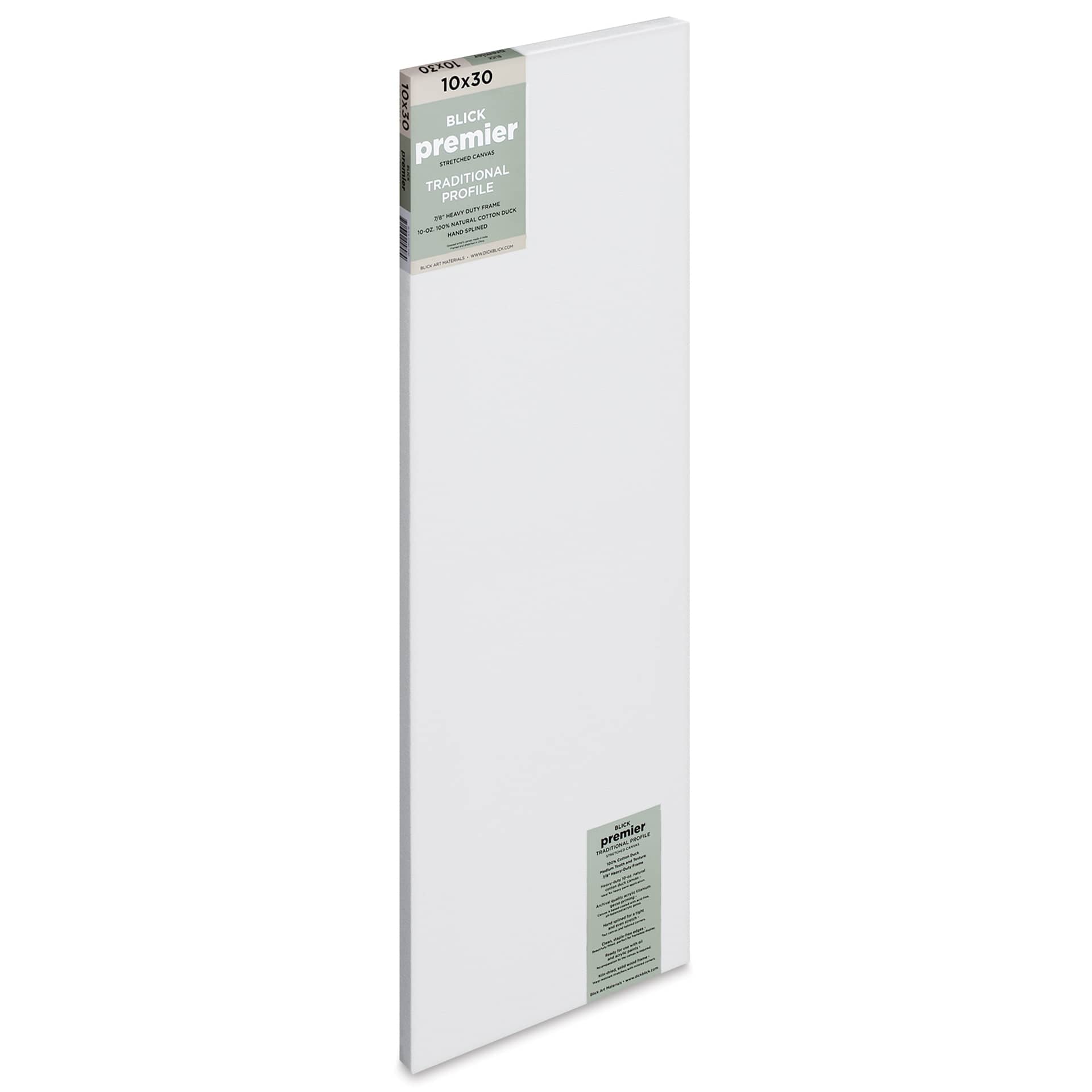 Blick Premier Stretched Cotton Canvas - Traditional Profile, Splined, 10" x 30"