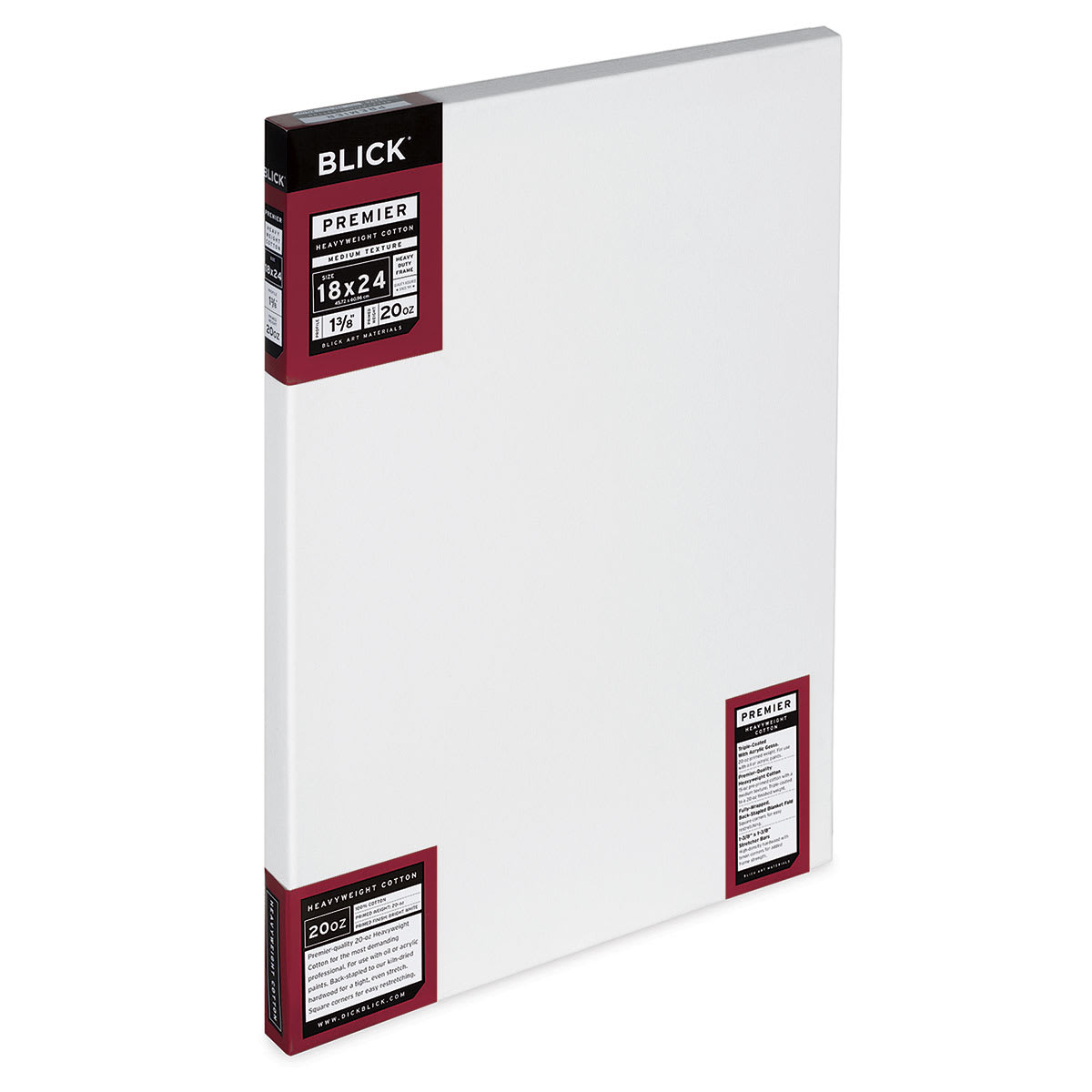 Blick Premier Heavyweight Stretched Cotton Canvas - 18" x 24", 1-3/8" Profile side view