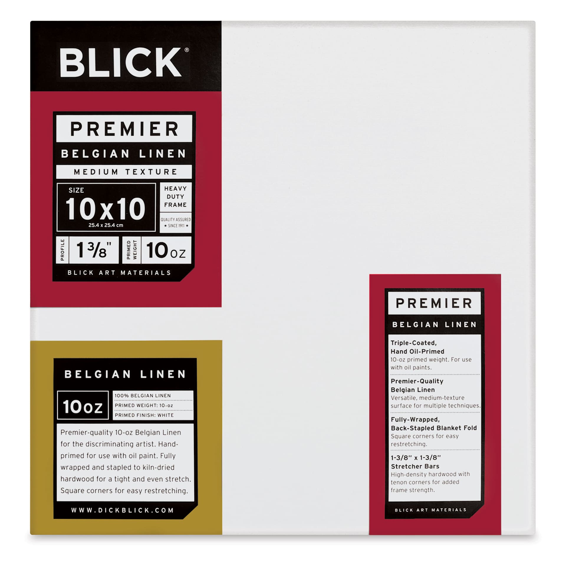 Blick Premier Belgian Linen - 10" x 10", Oil-Primed, 1-3/8" Profile