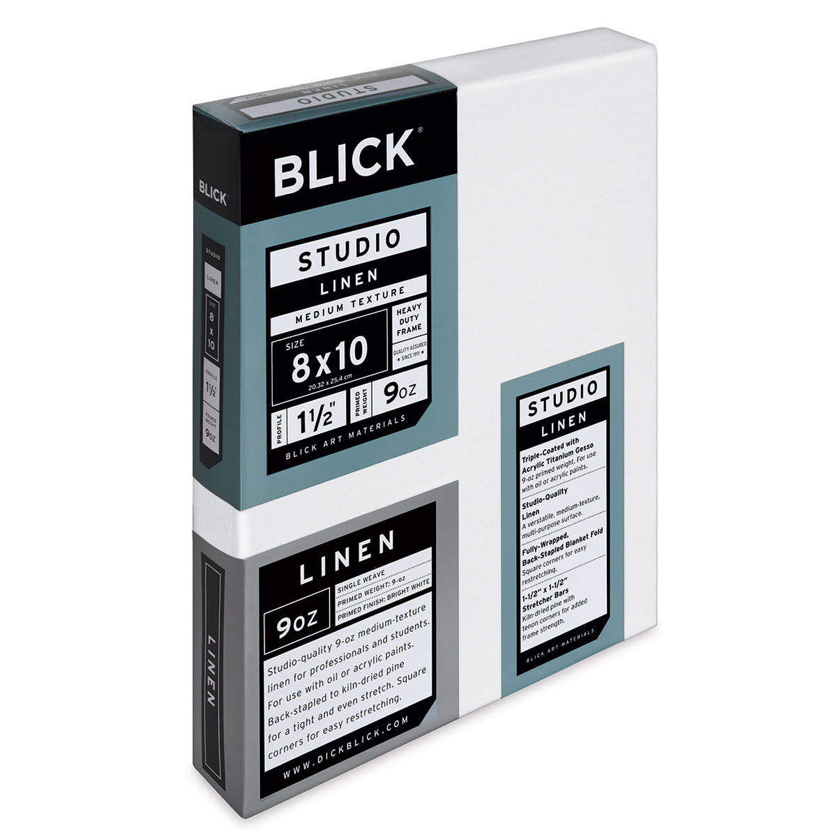 Blick Studio Linen Stretched Canvas - 8" x 10", Gallery 1-1/2" Profile (side view)