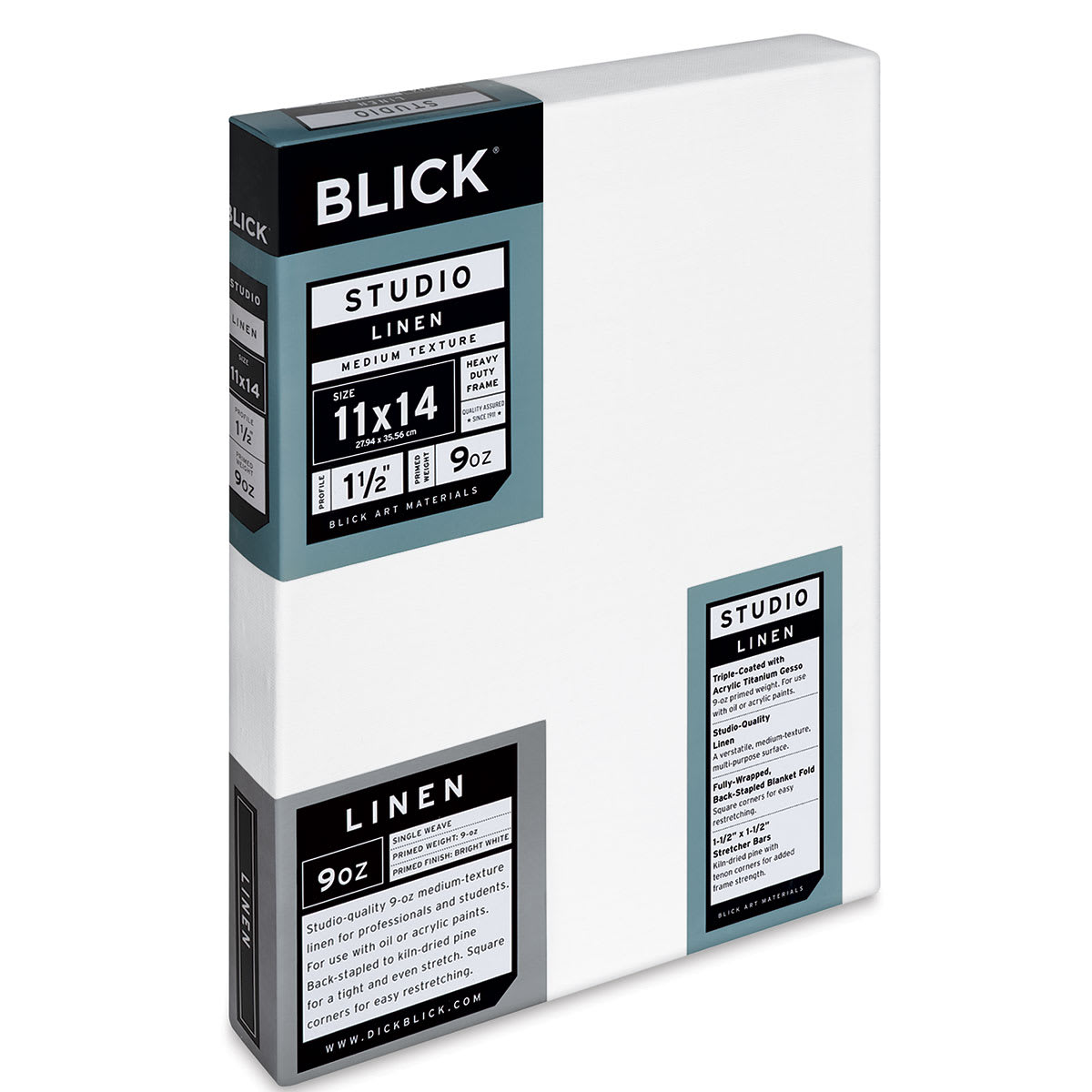 Blick Studio Linen Stretched Canvas - 11" x 14", Gallery 1-1/2" Profile (side view)