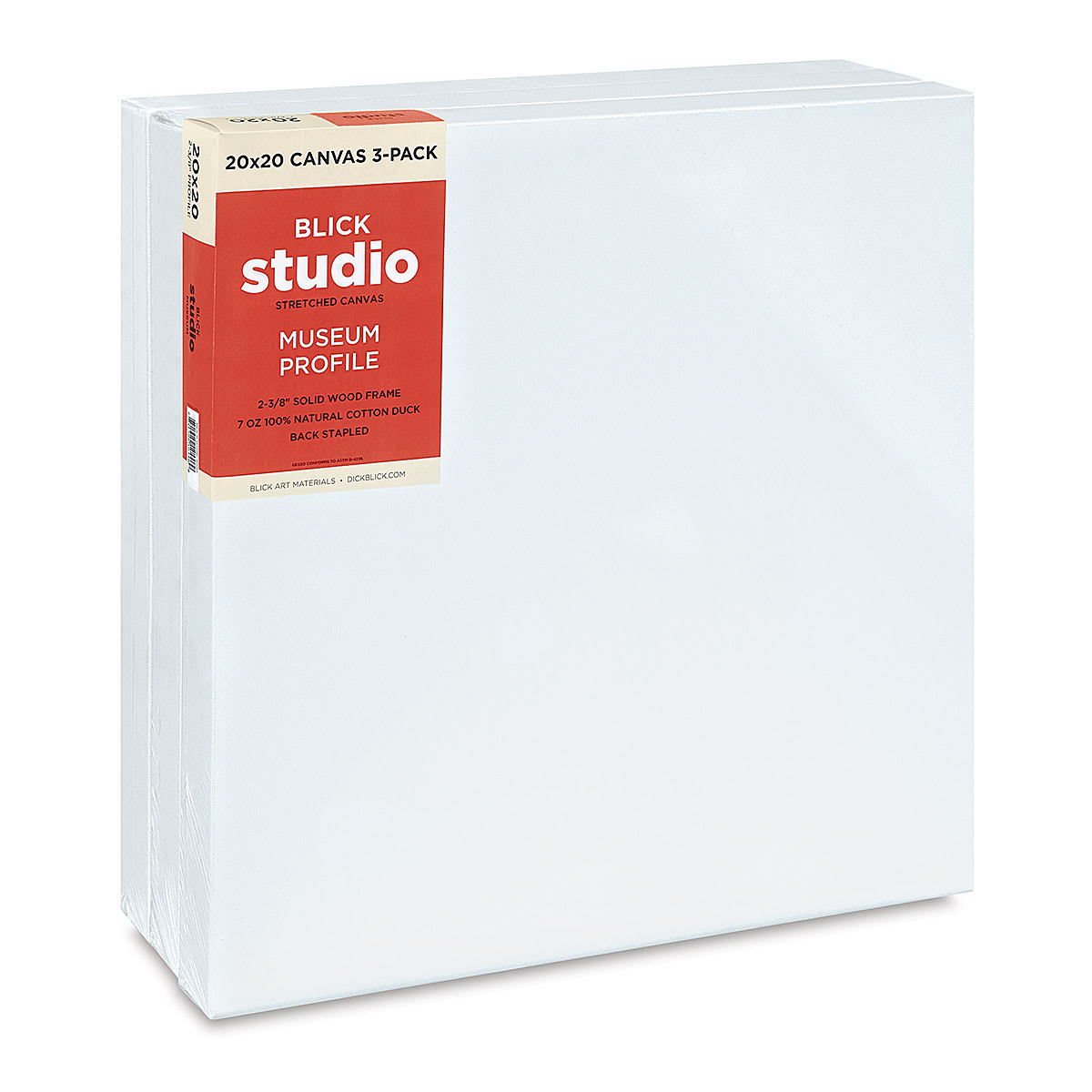 Blick Studio Stretched Cotton Canvas - Museum Profile, 20" x 20", Pkg of 3 (side view)