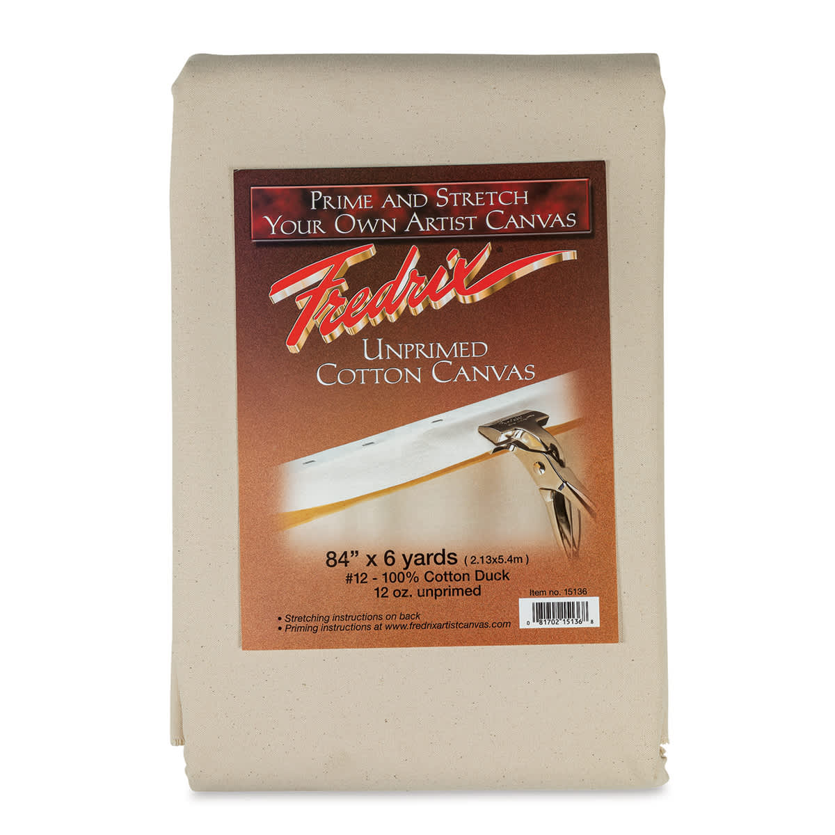 Fredrix Folded Blanket Canvas - 84" x 6 yds, Unprimed, front of packaging