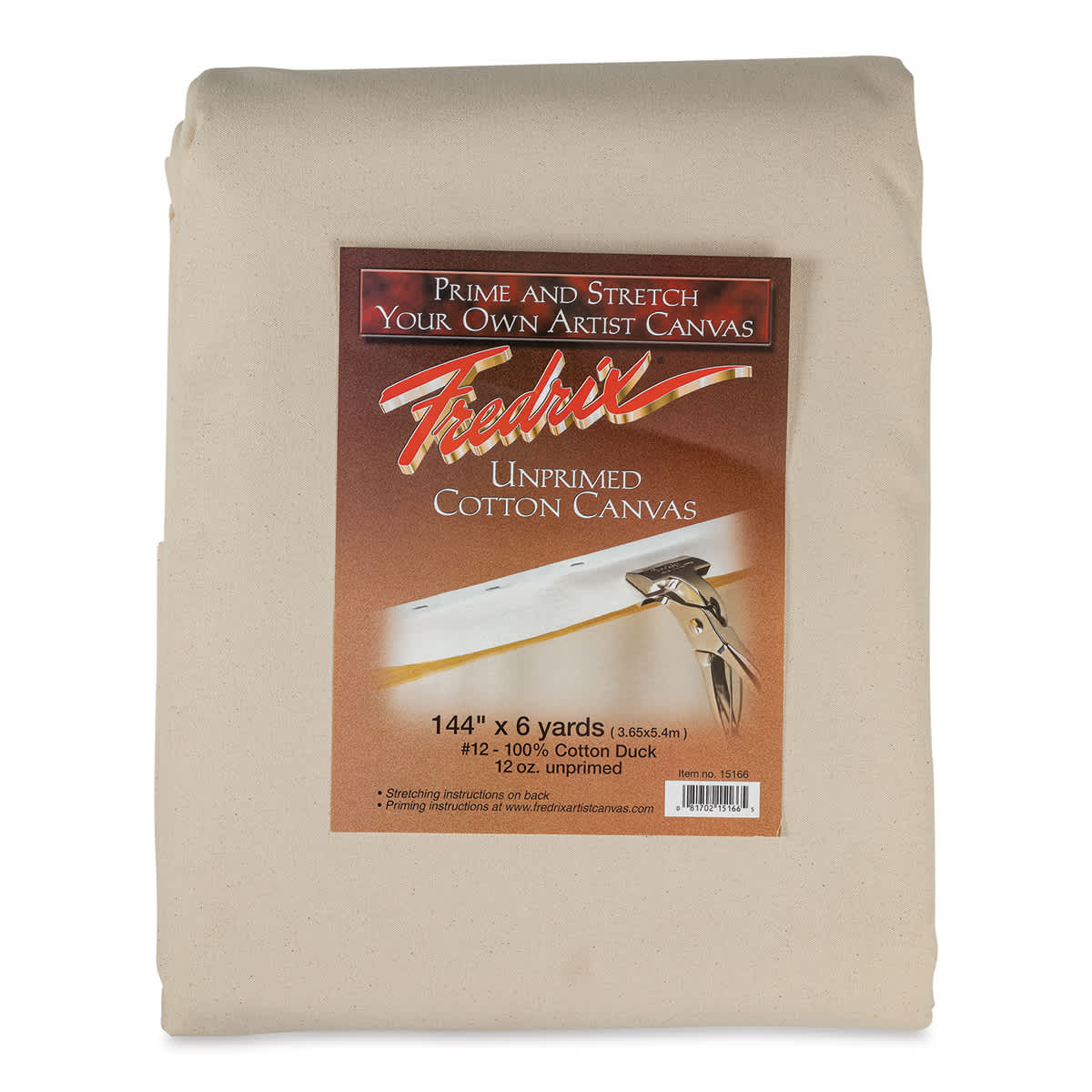 Fredrix Folded Blanket Canvas - 144" x 6 yds, Unprimed, front of packaging