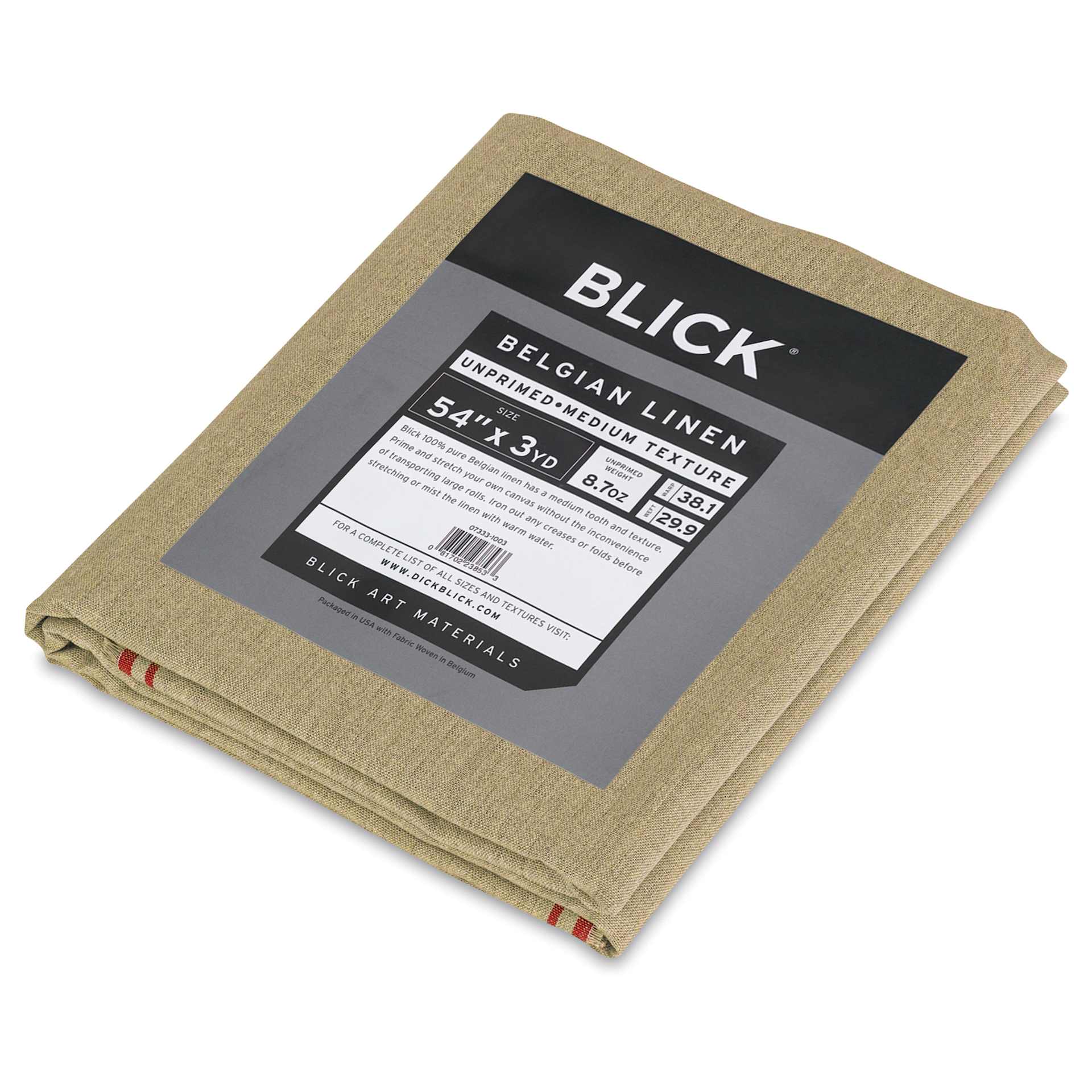 Blick Canvas Blanket - 54" x 3 yards, Linen, Medium, close-up of label