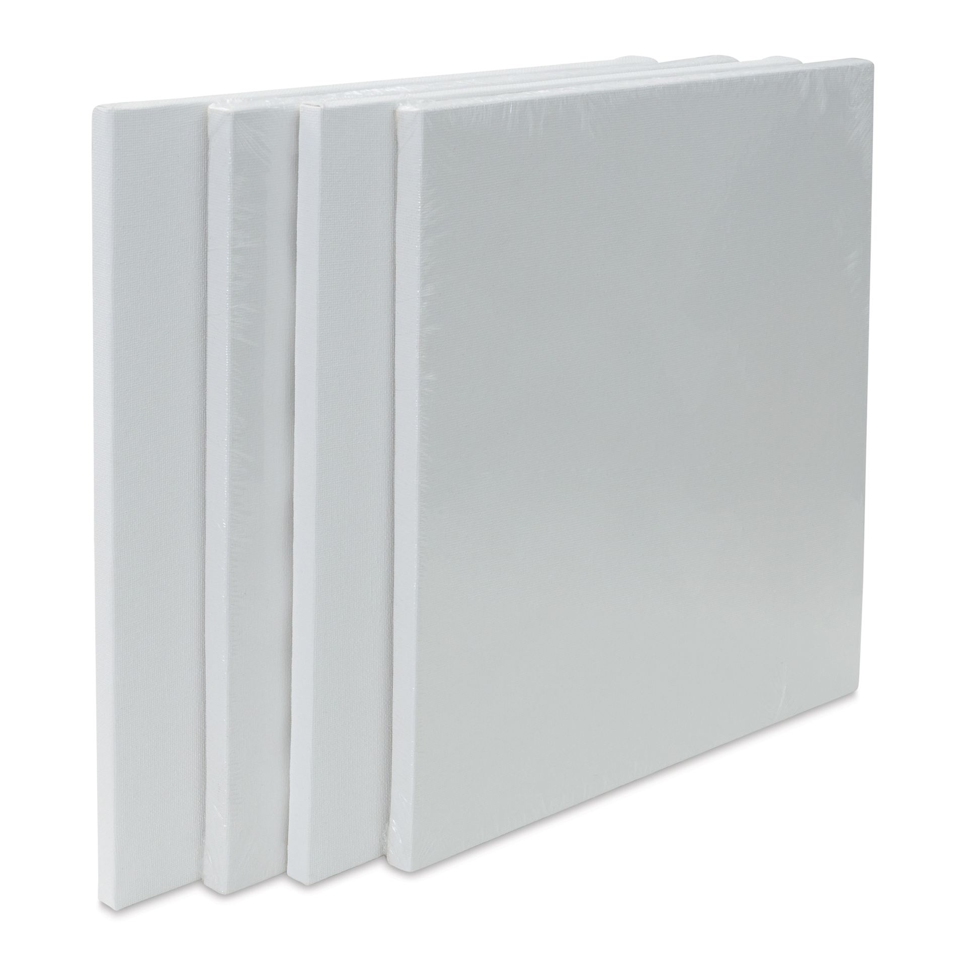 Strathmore 300 Series Slim Frame Stretched Cotton Canvas Pack - 12" x 12", Pkg of 4, front of canvas