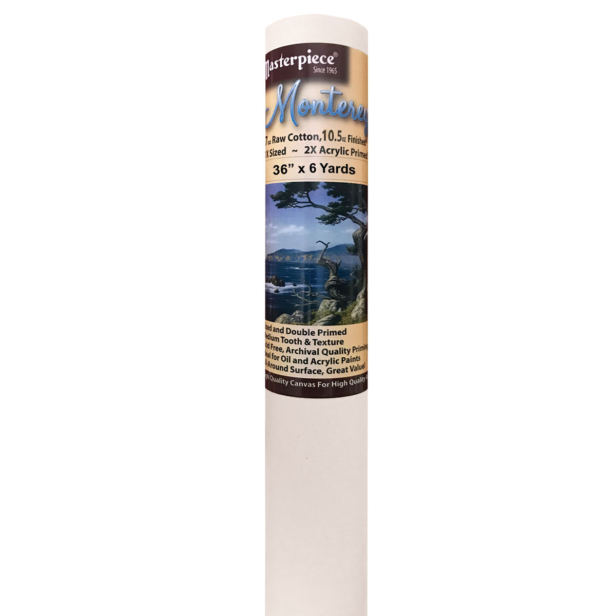 Masterpiece Monterey Cotton Canvas Roll - 36" x 6 yds, Acrylic Primed