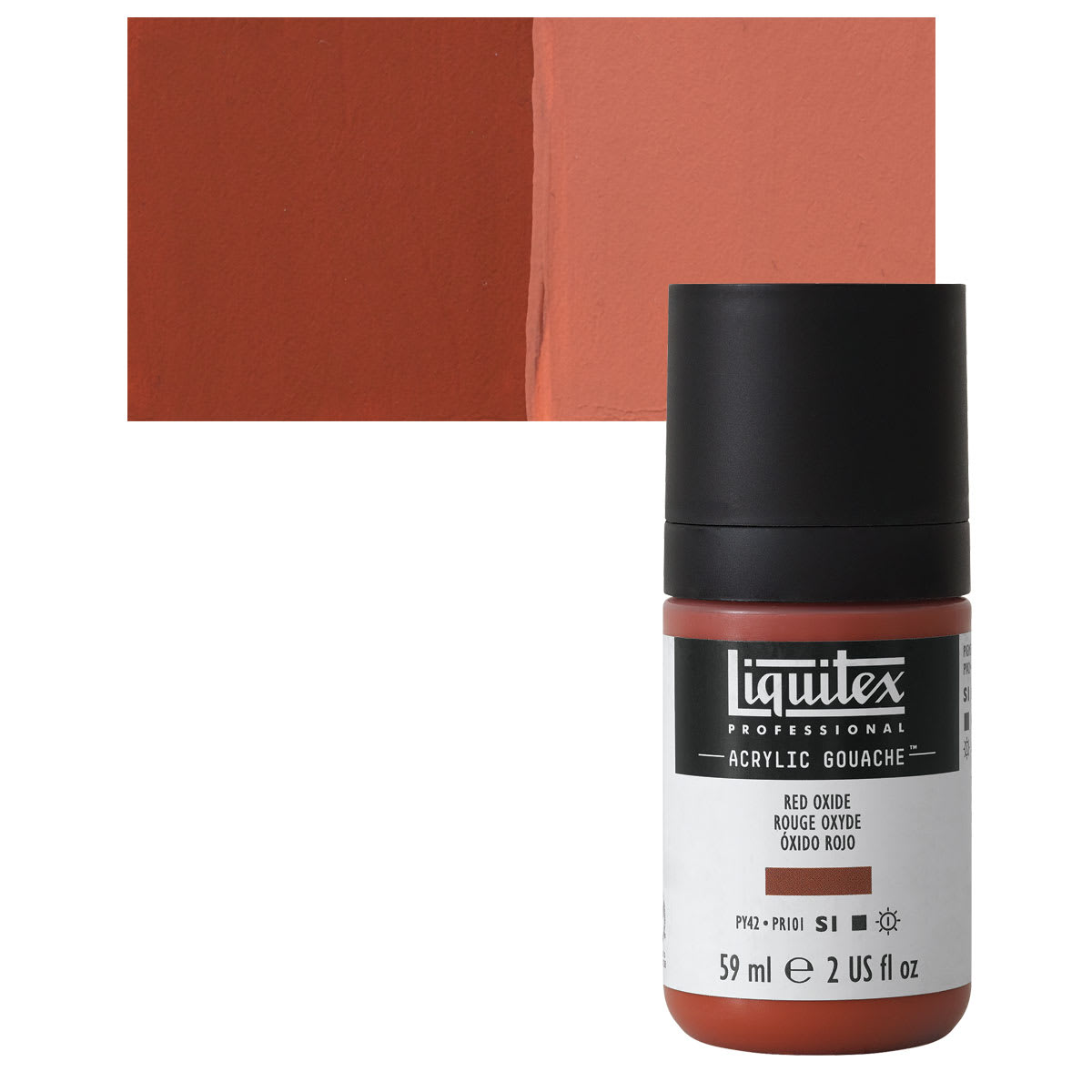 Liquitex Acrylic Gouache - Red Oxide, 59 ml bottle and swatch