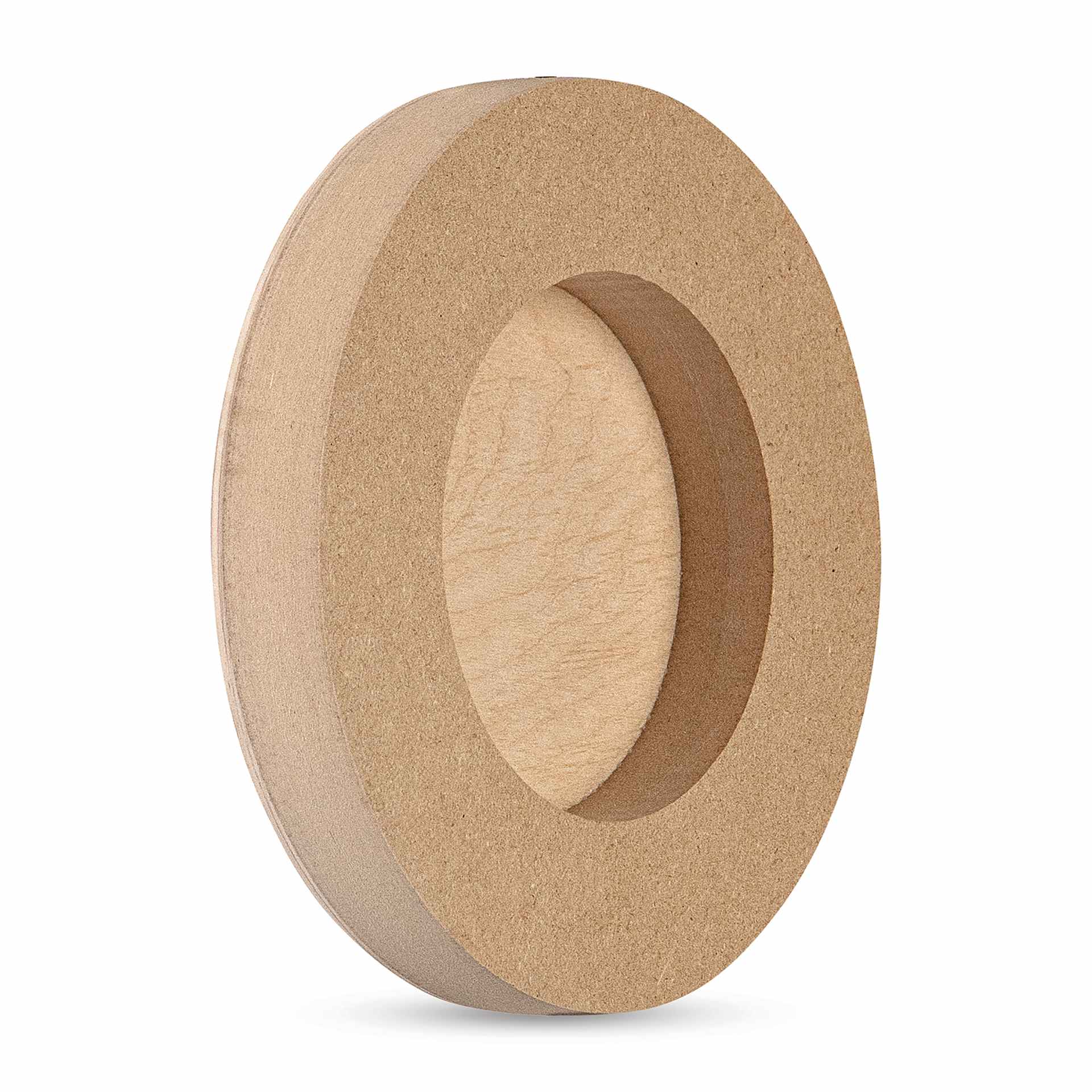 American Easel Cradled Round Birch Painting Panel - 6" Dia. x 7/8" D (Back, Angled view)