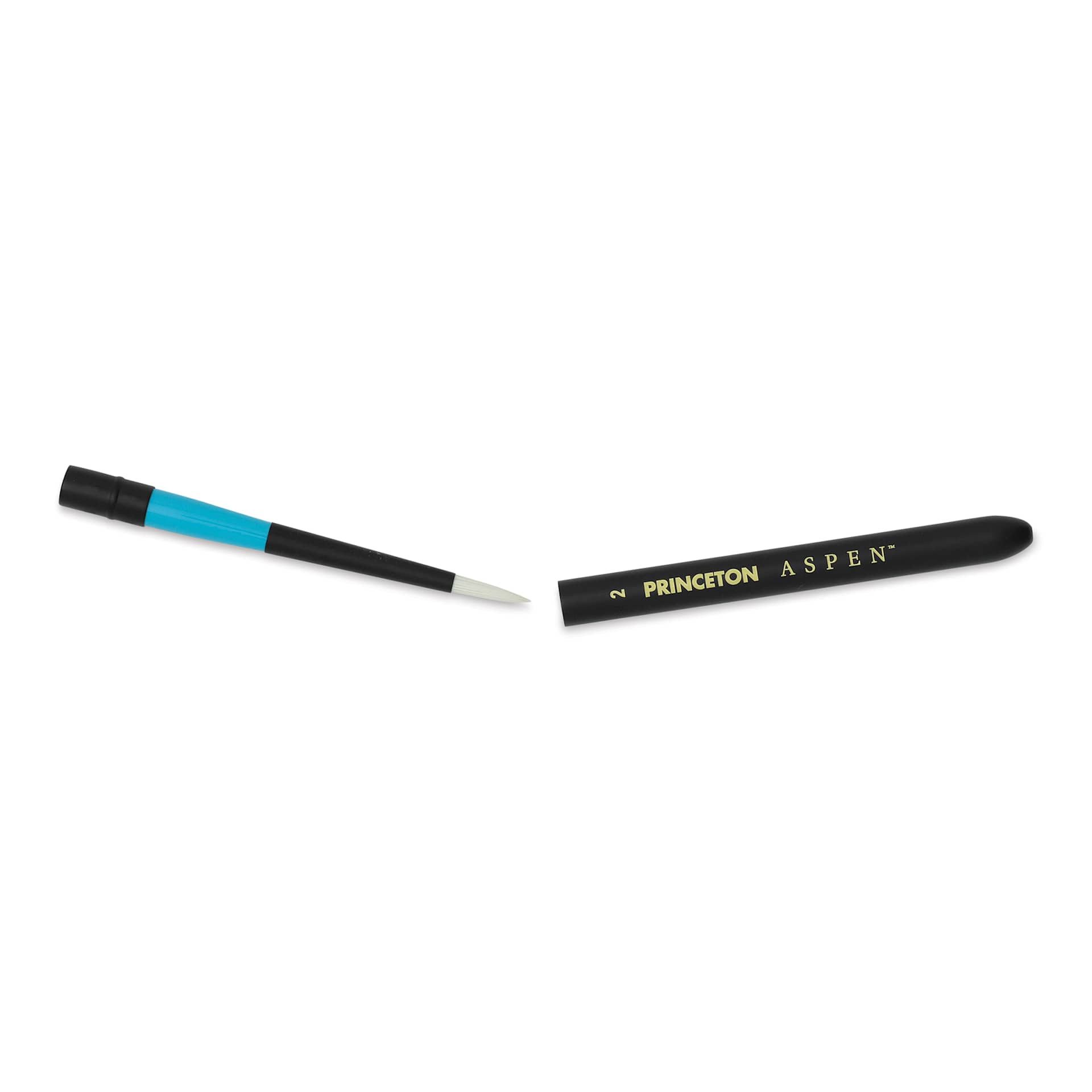 Princeton Aspen Series 6500 Synthetic Travel Brush - Round, Size 2 cap separated from brush