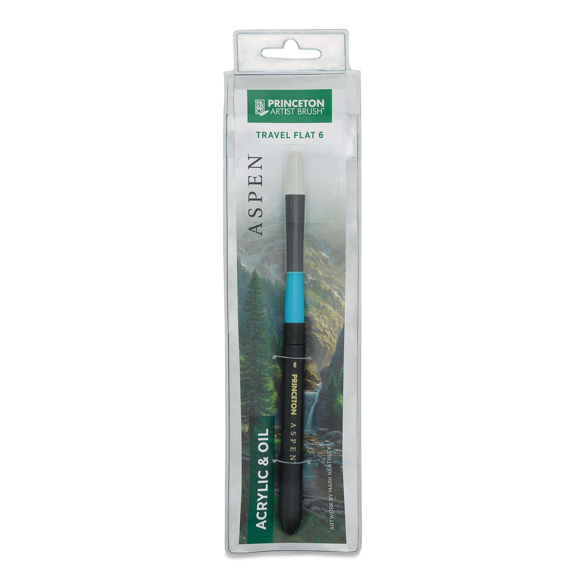 Princeton Aspen Series 6500 Synthetic Travel Brush - Flat, Size 6 front of package