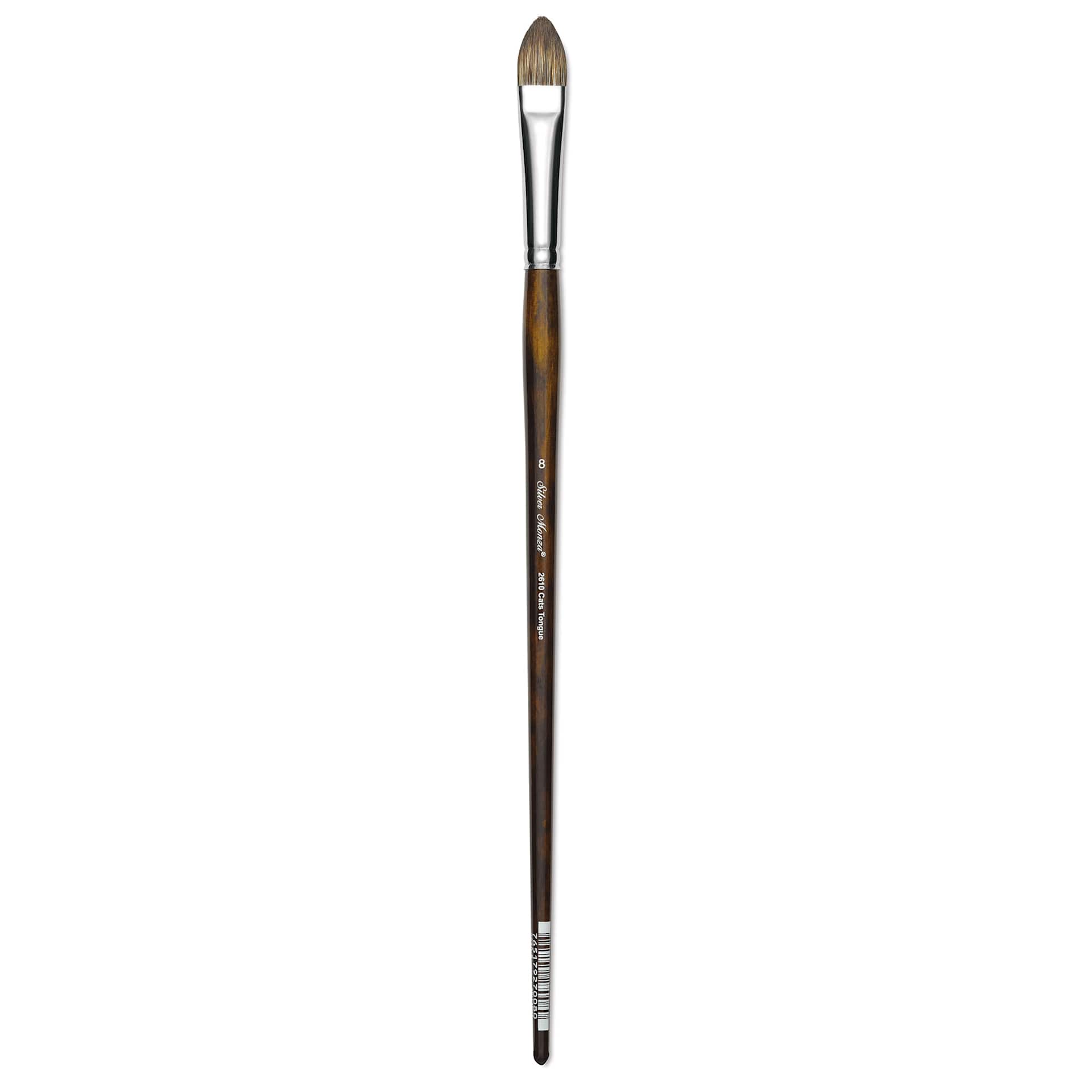 Silver Brush Monza Synthetic Mongoose Artist Brush - Long Handle, Cat's Tongue, Size 8