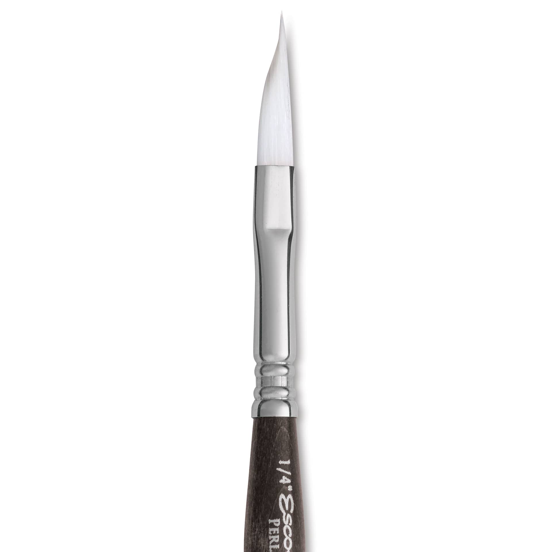 Escoda Perla Toray White Synthetic Travel Brush - Dagger, Short Handle, Size 1/4", close-up
