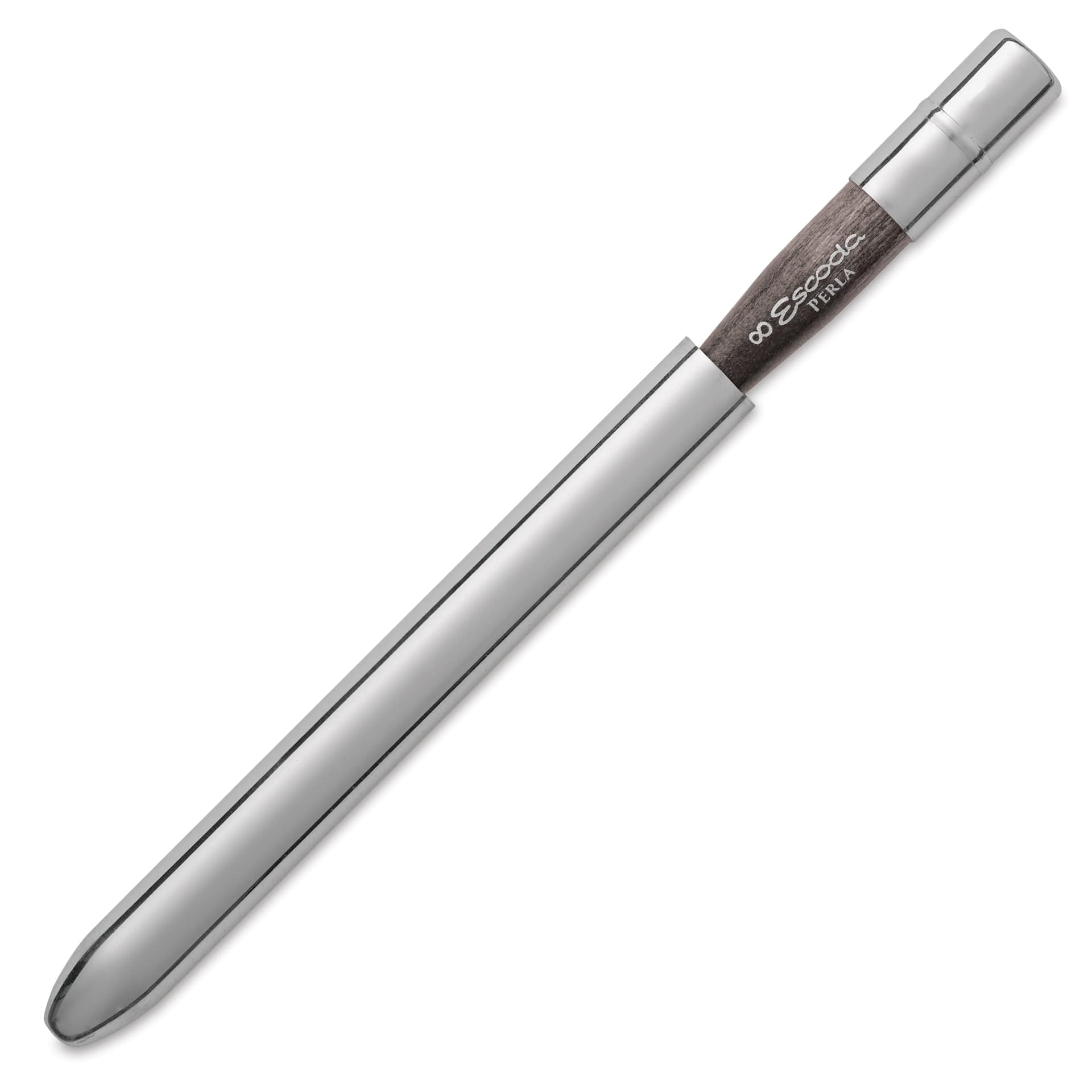 Escoda Perla Toray White Synthetic Travel Brush - Bright, Short Handle, Size 8, brush top inserted in handle