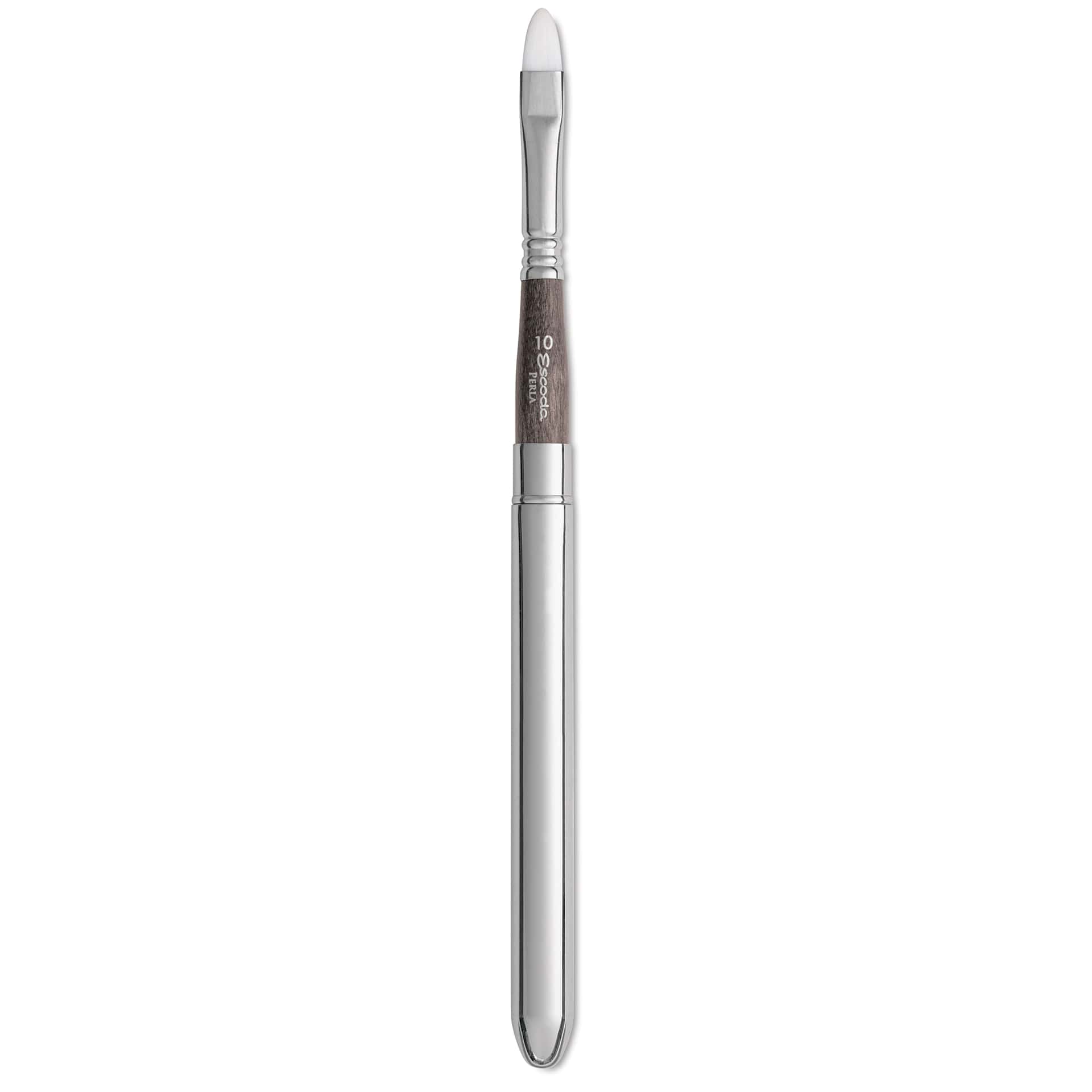 Escoda Perla Toray White Synthetic Travel Brush - Bright, Short Handle, Size 10