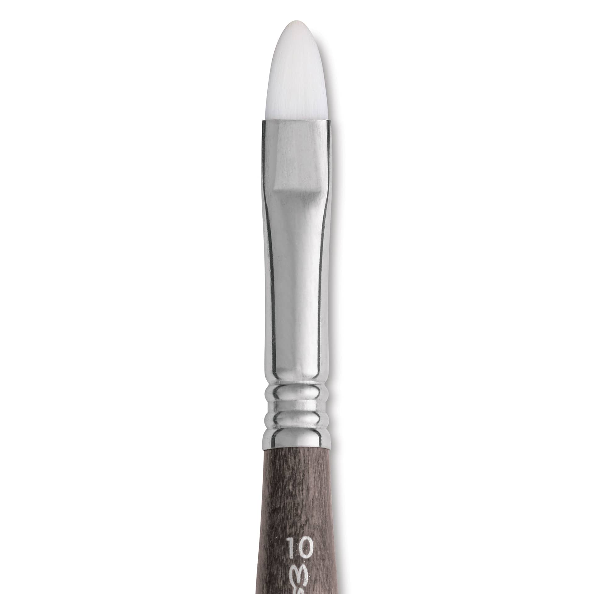 Escoda Perla Toray White Synthetic Travel Brush - Bright, Short Handle, Size 10, close-up