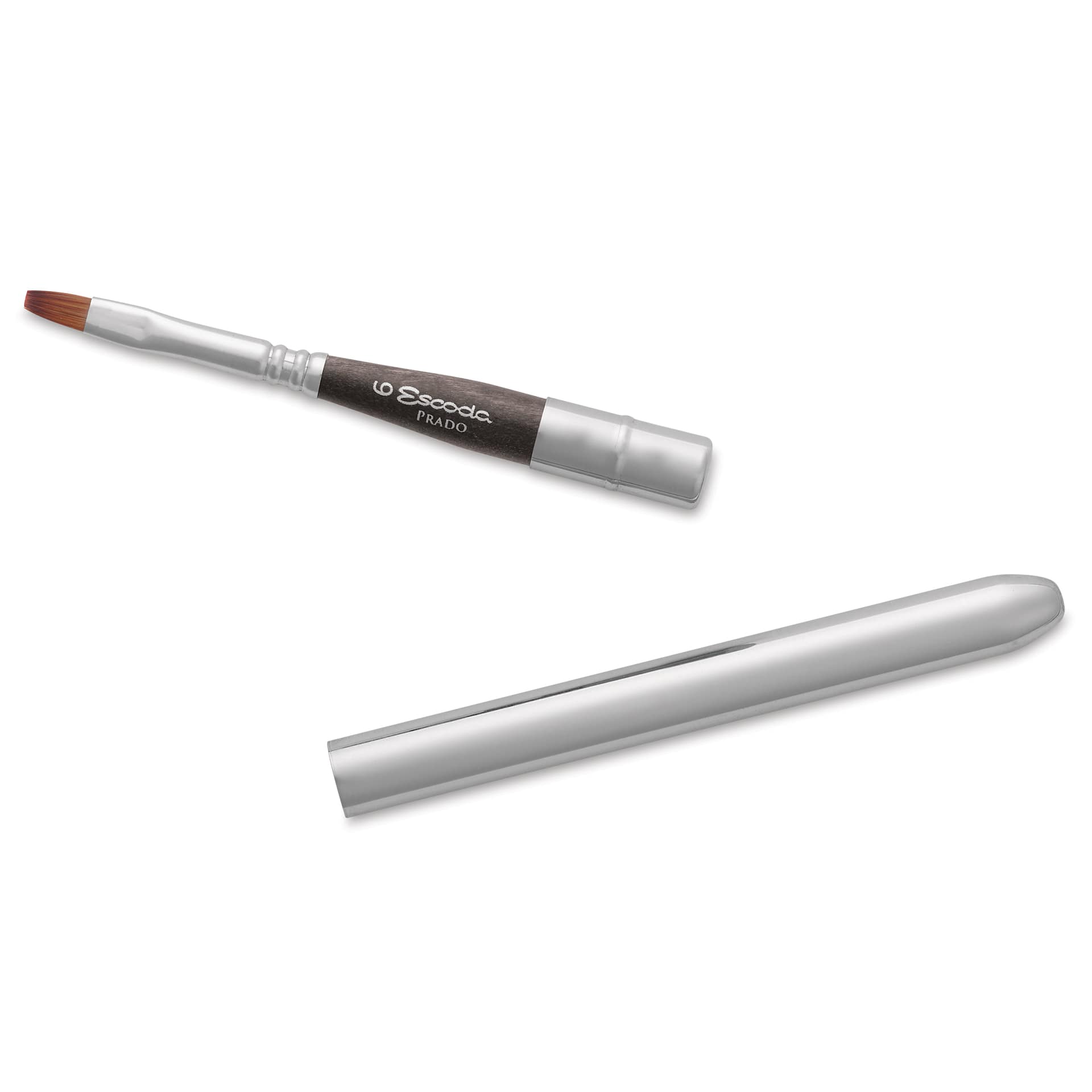 Escoda Prado Tame Synthetic Travel Brush - Bright, Short Handle, Size 6, handle and brush top