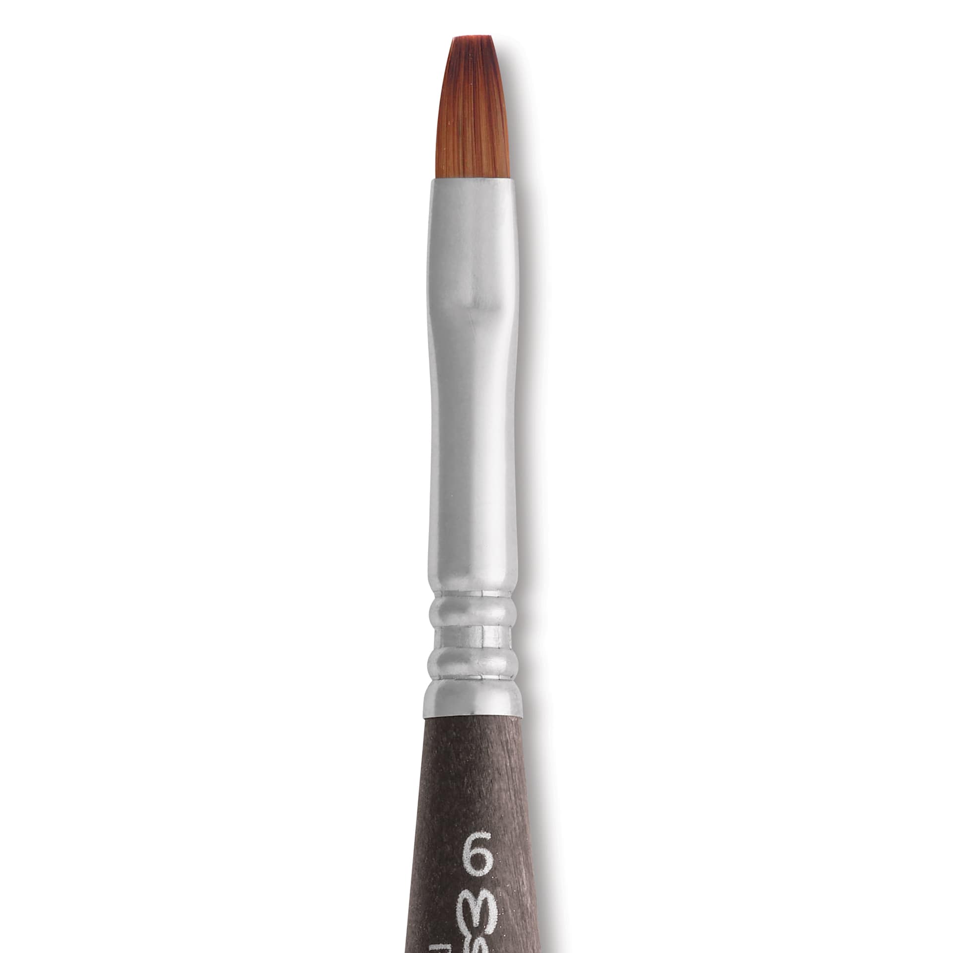 Escoda Prado Tame Synthetic Travel Brush - Bright, Short Handle, Size 6, close-up