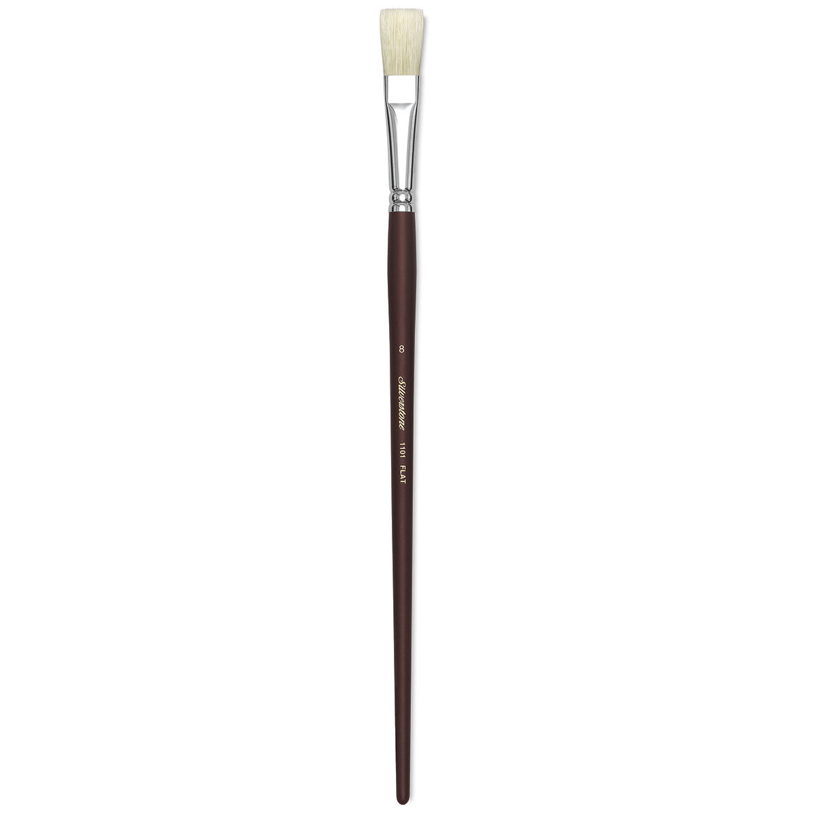 Silver Brush Silverstone Premium White Hog Bristle Brush - Flat, Long Handle, Size 8