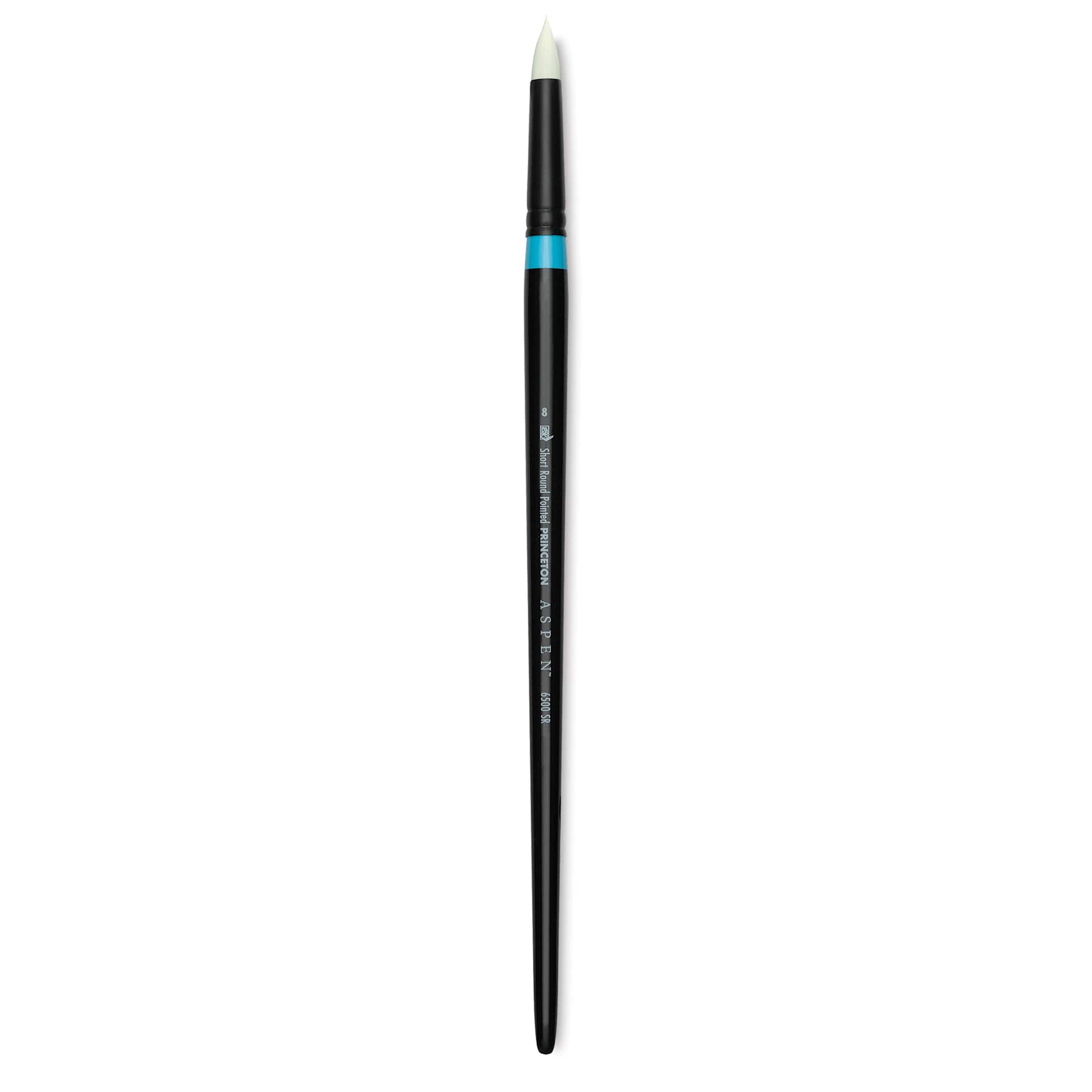 Princeton Series 6500 Aspen Synthetic Brush - Size 8, Short Pointed Round, Long Handle