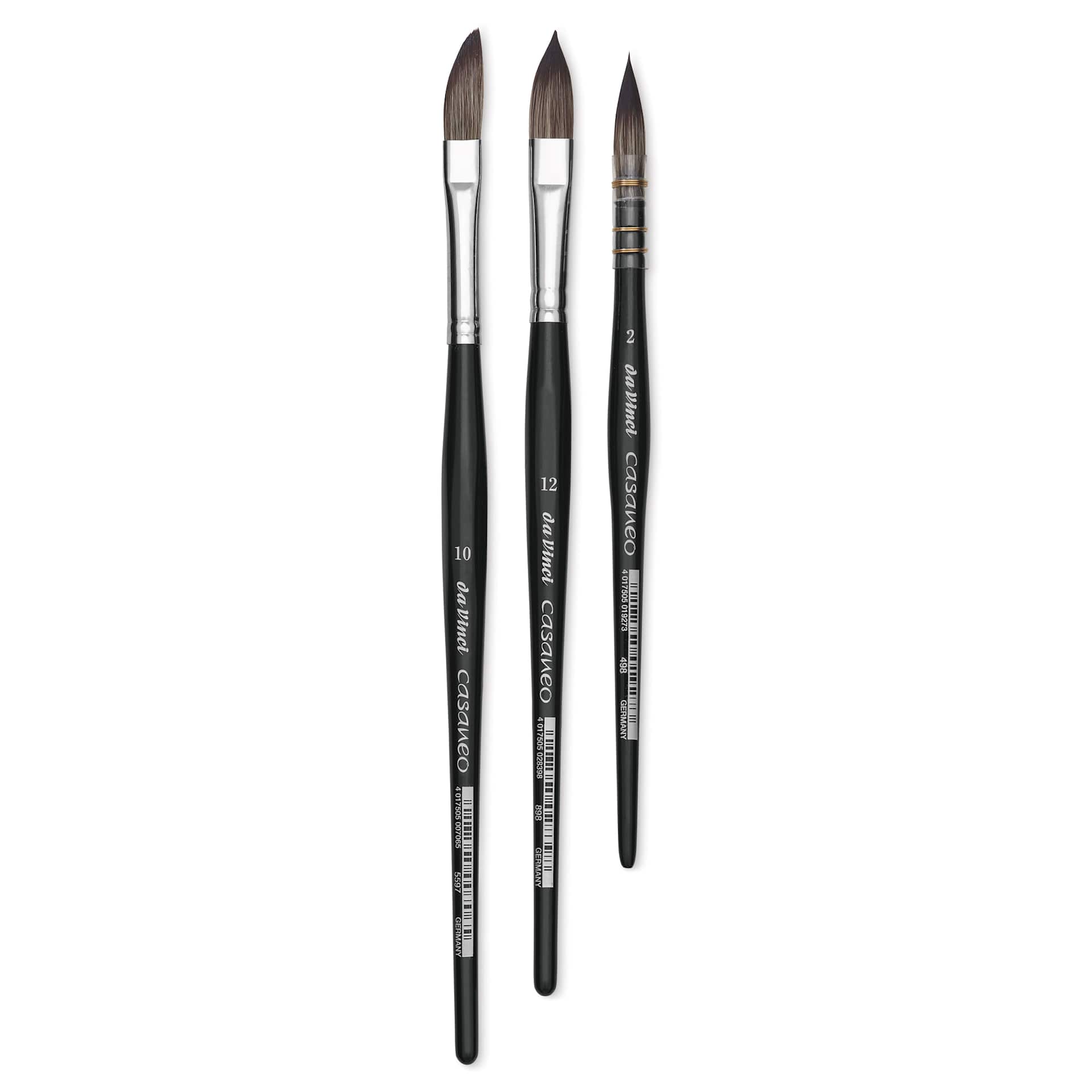 Da Vinci Casaneo Synthetic Squirrel Watercolor Brush Set - Assorted, Box Set of 3, Short Handle