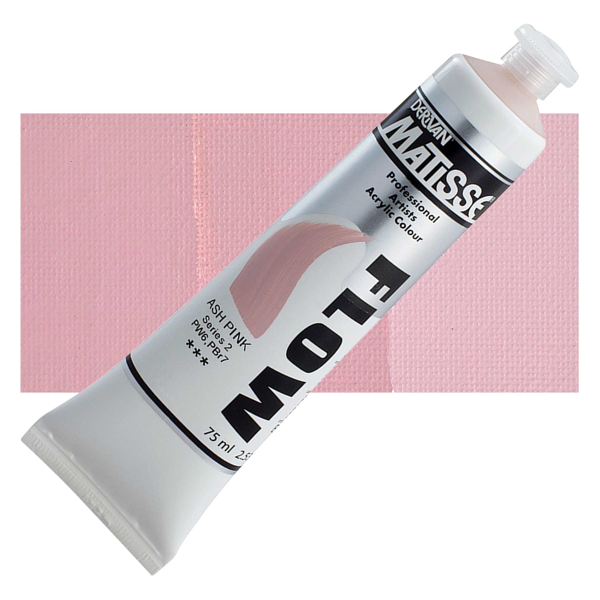 Matisse Flow Acrylic Paint - Ash Pink, 75 ml tube and swatch