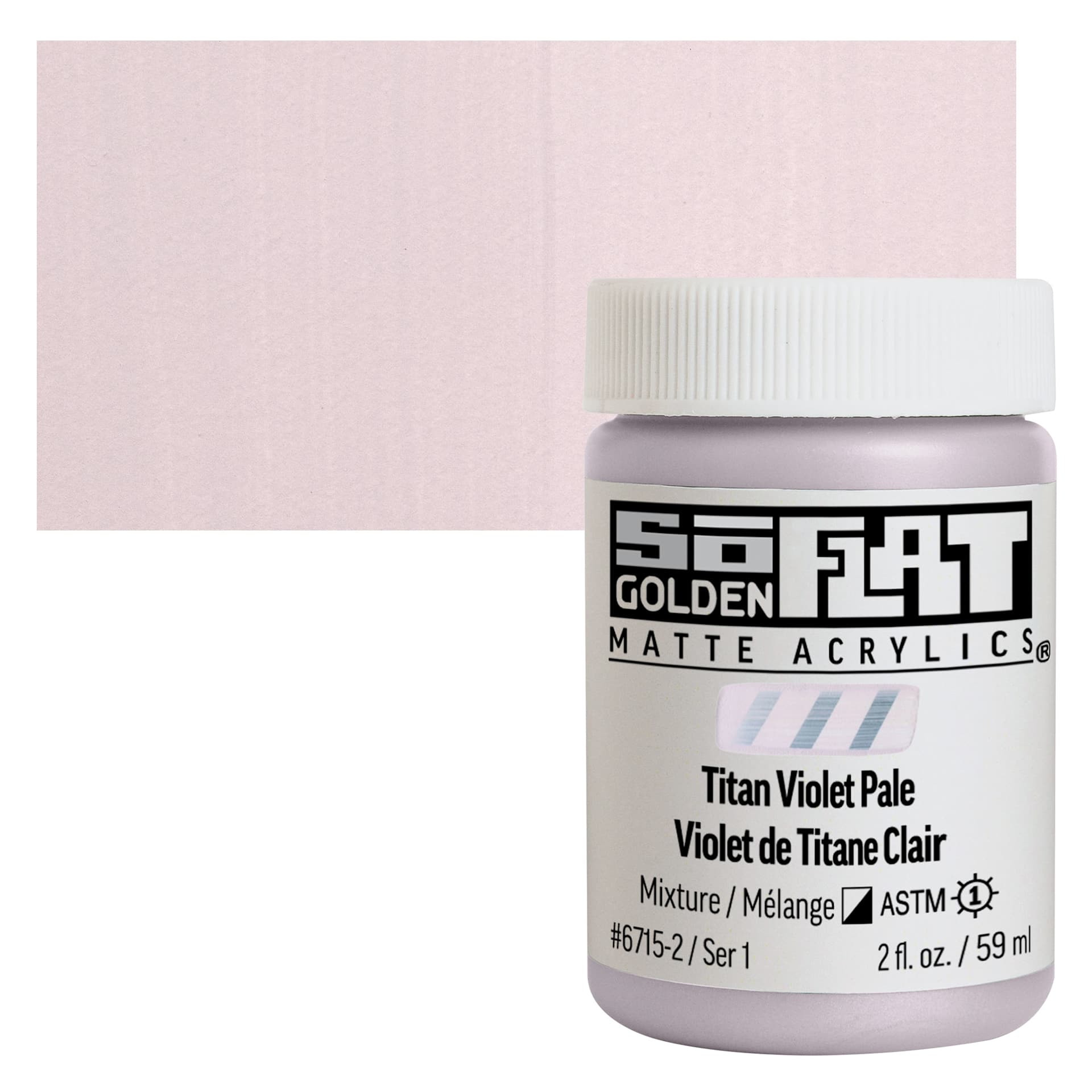 Golden SoFlat Matte Acrylic Paint - Titan Violet Pale, 59 ml, Jar and swatch