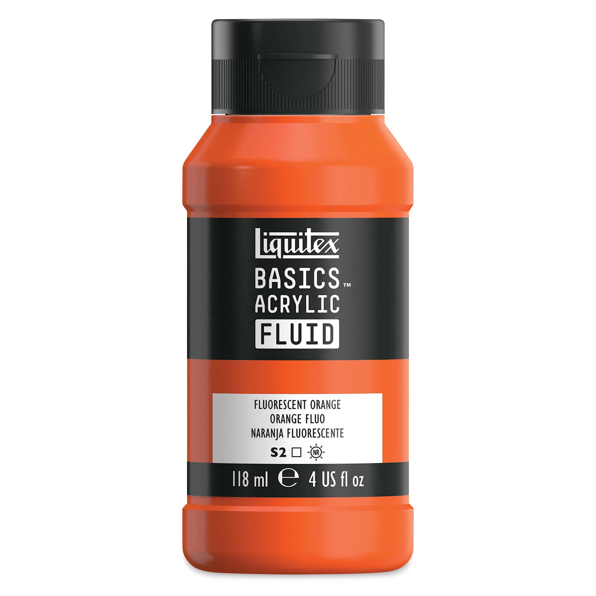 Liquitex Basics Acrylic Fluid Paint - Fluorescent Orange, 118 ml