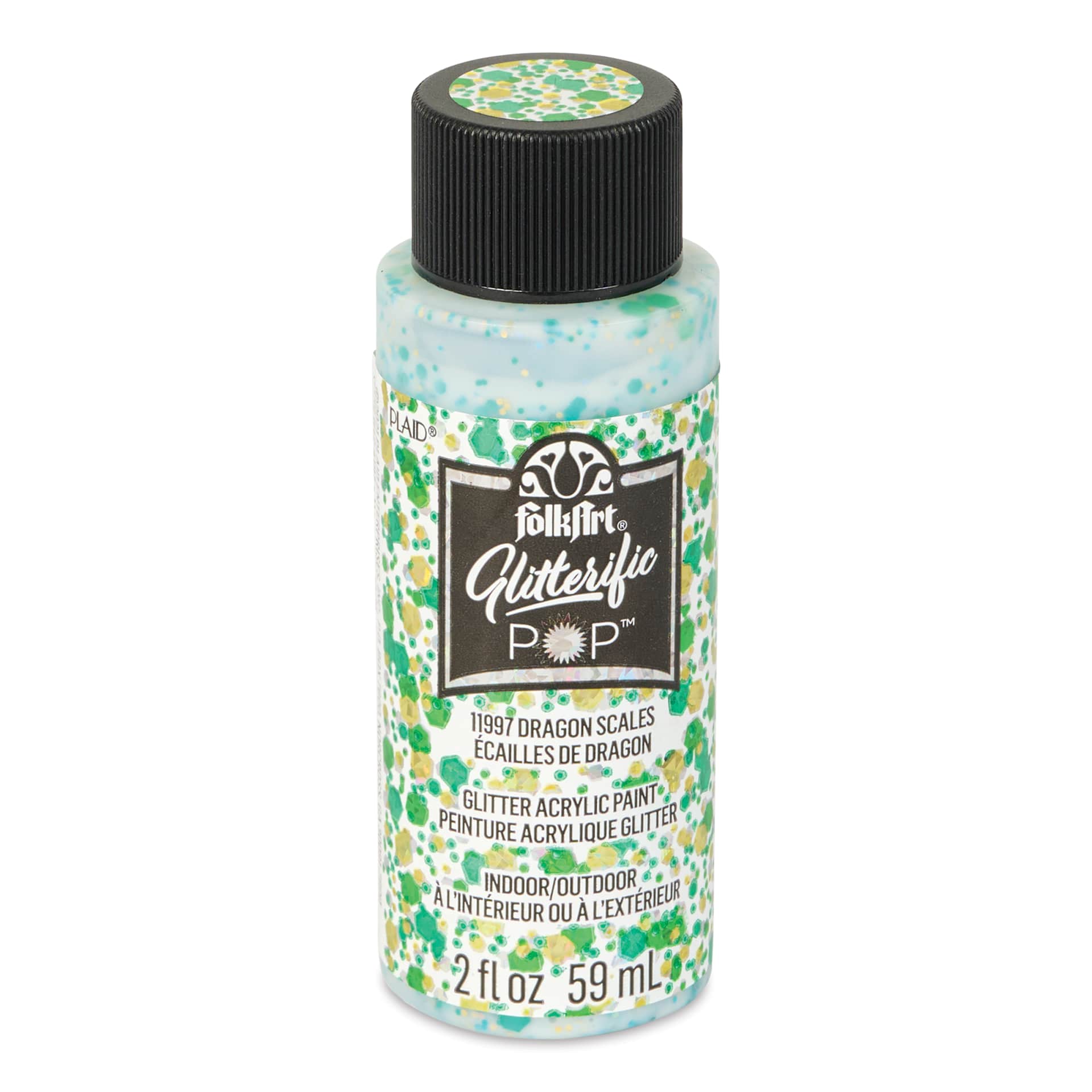 FolkArt Glitterific Pop Acrylic Paint - Dragon Scales, 2 oz - front